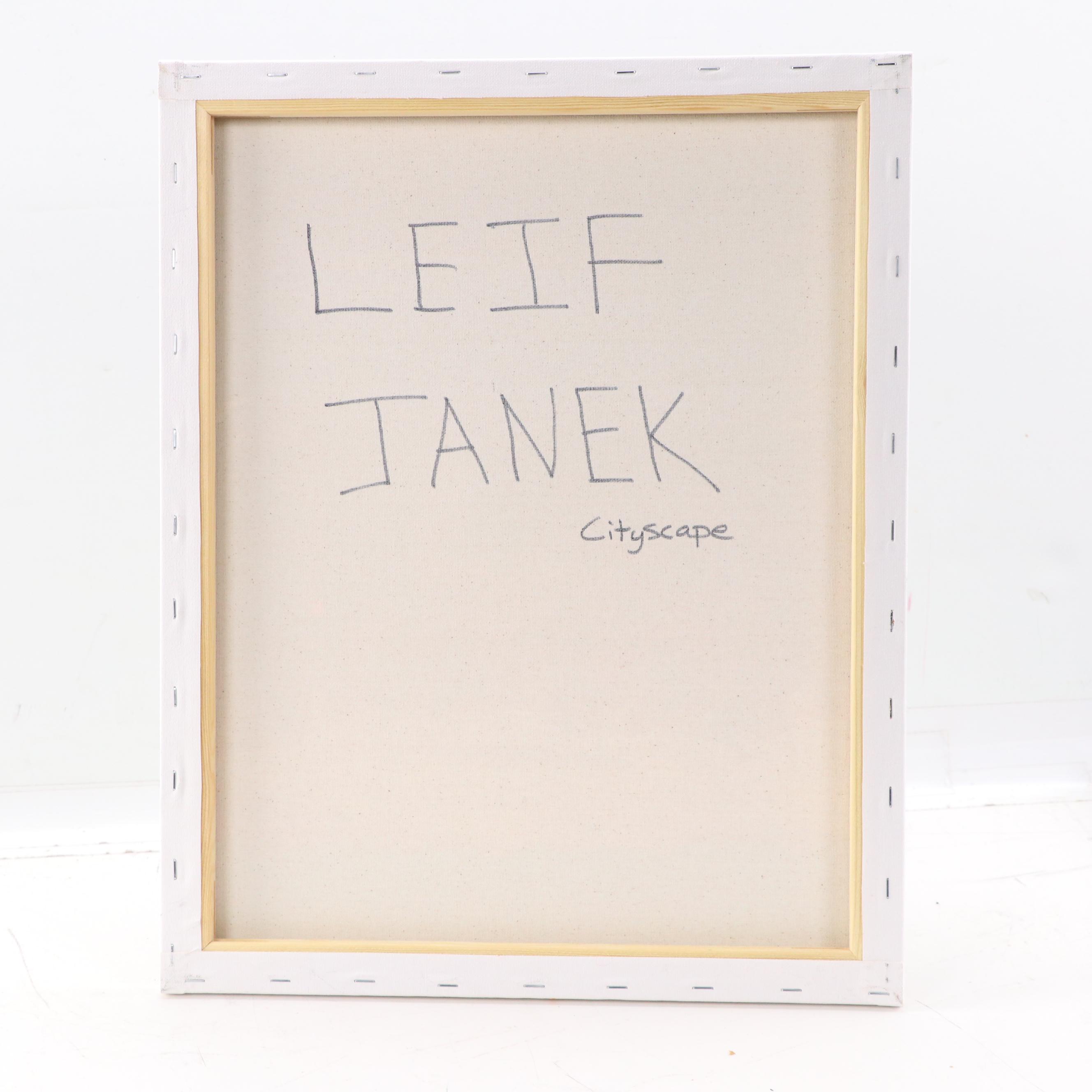 Leif Janek Abstract Acrylic Painting "Cityscape," 21st Century