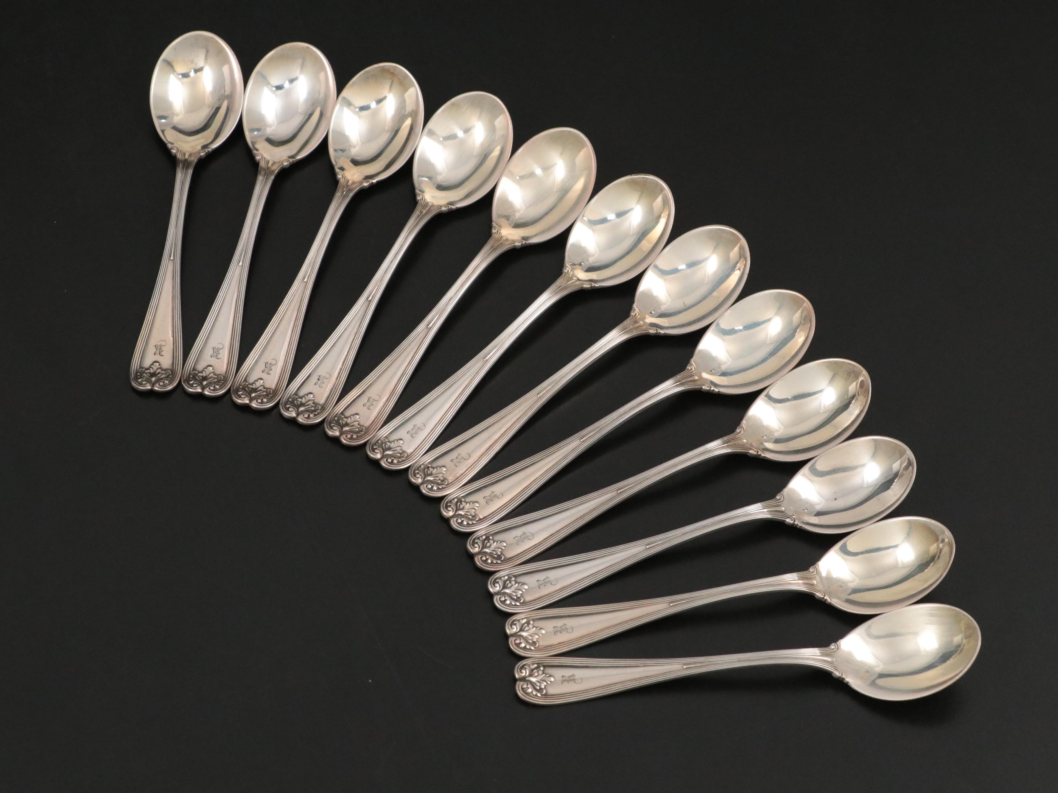 Tiffany & Co. "Colonial" Sterling Silver Ice Cream Spoons