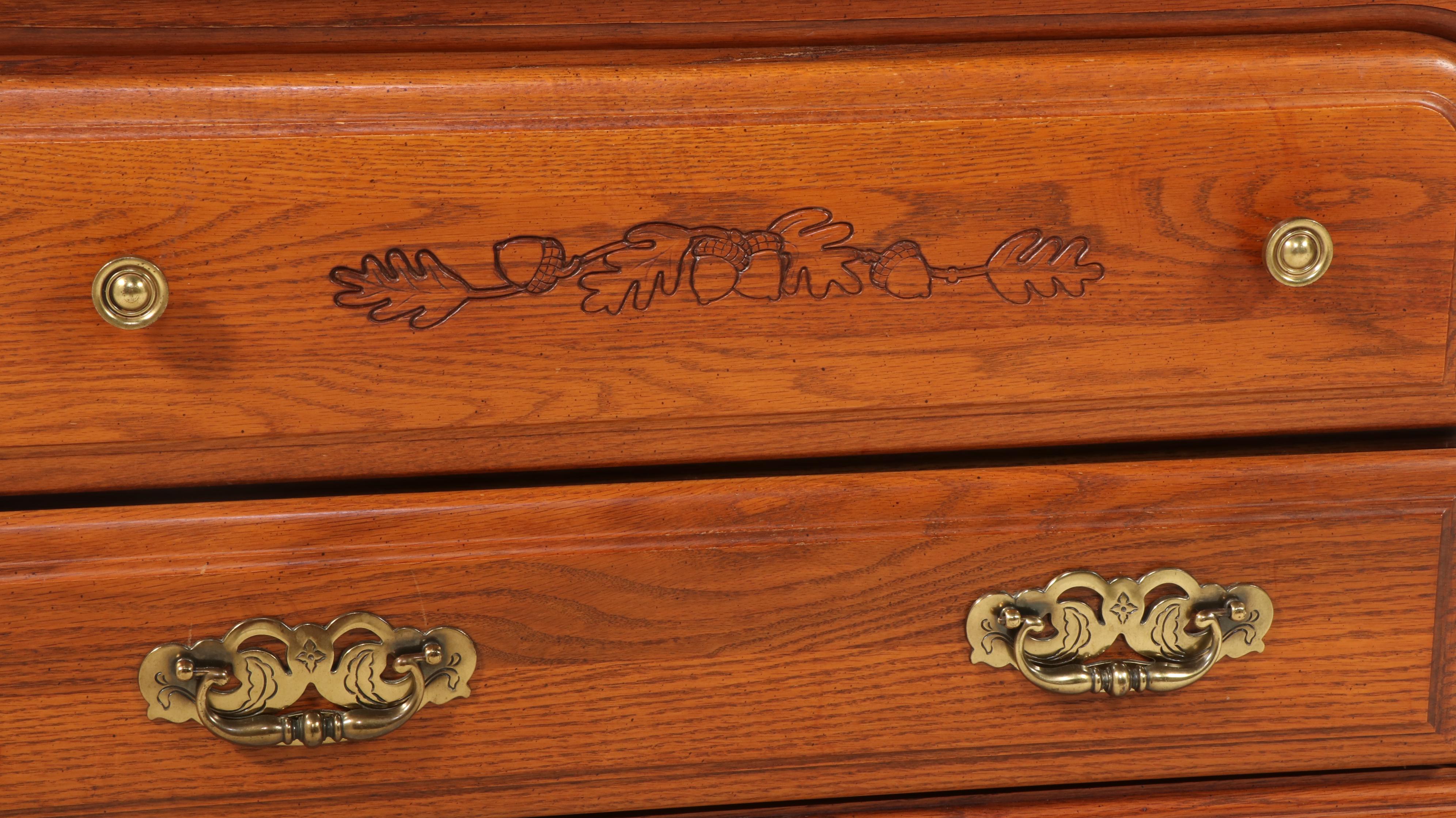 Broyhill Federal Style Oak and Laminate Eight-Drawer Dresser