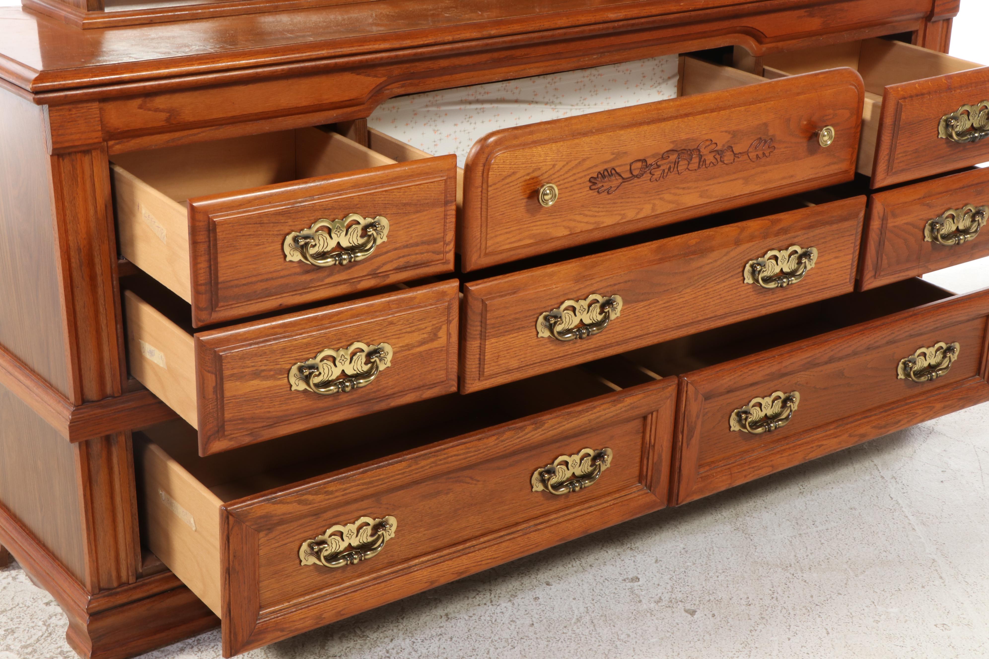 Broyhill Federal Style Oak and Laminate Eight-Drawer Dresser