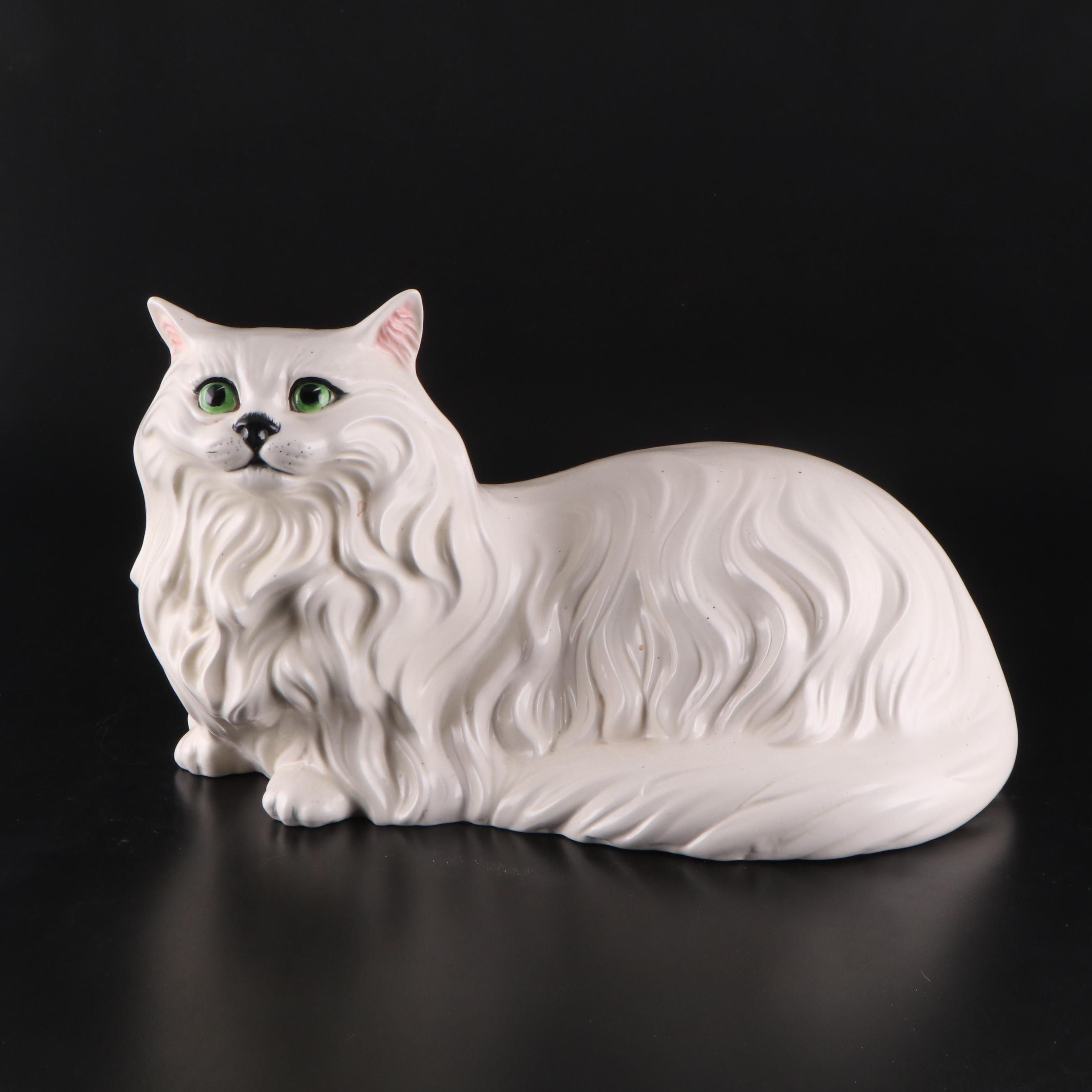Hand-Painted Ceramic Cat Figurine