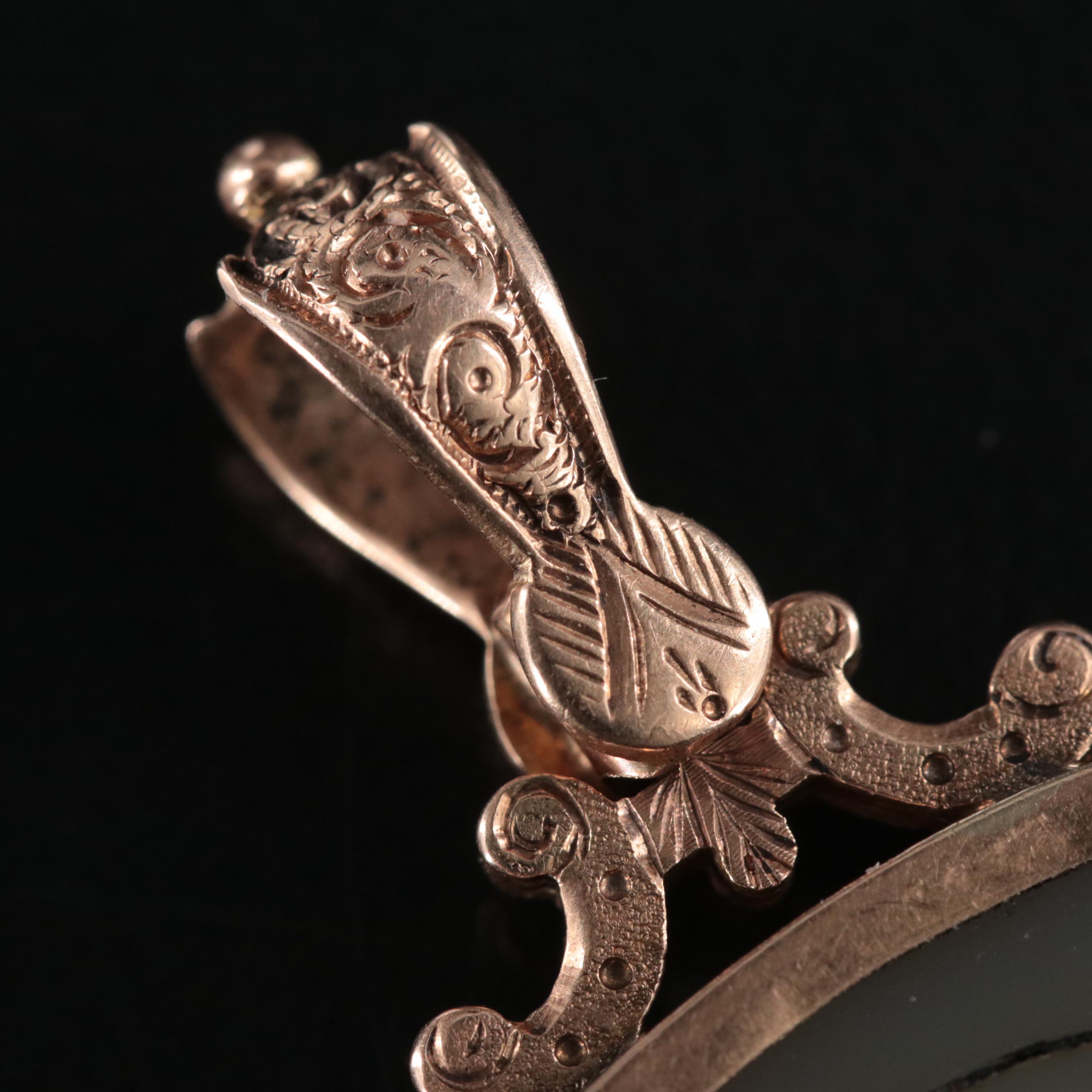 Masonic Engraved Agate Keystone Pendant with 14K Bail