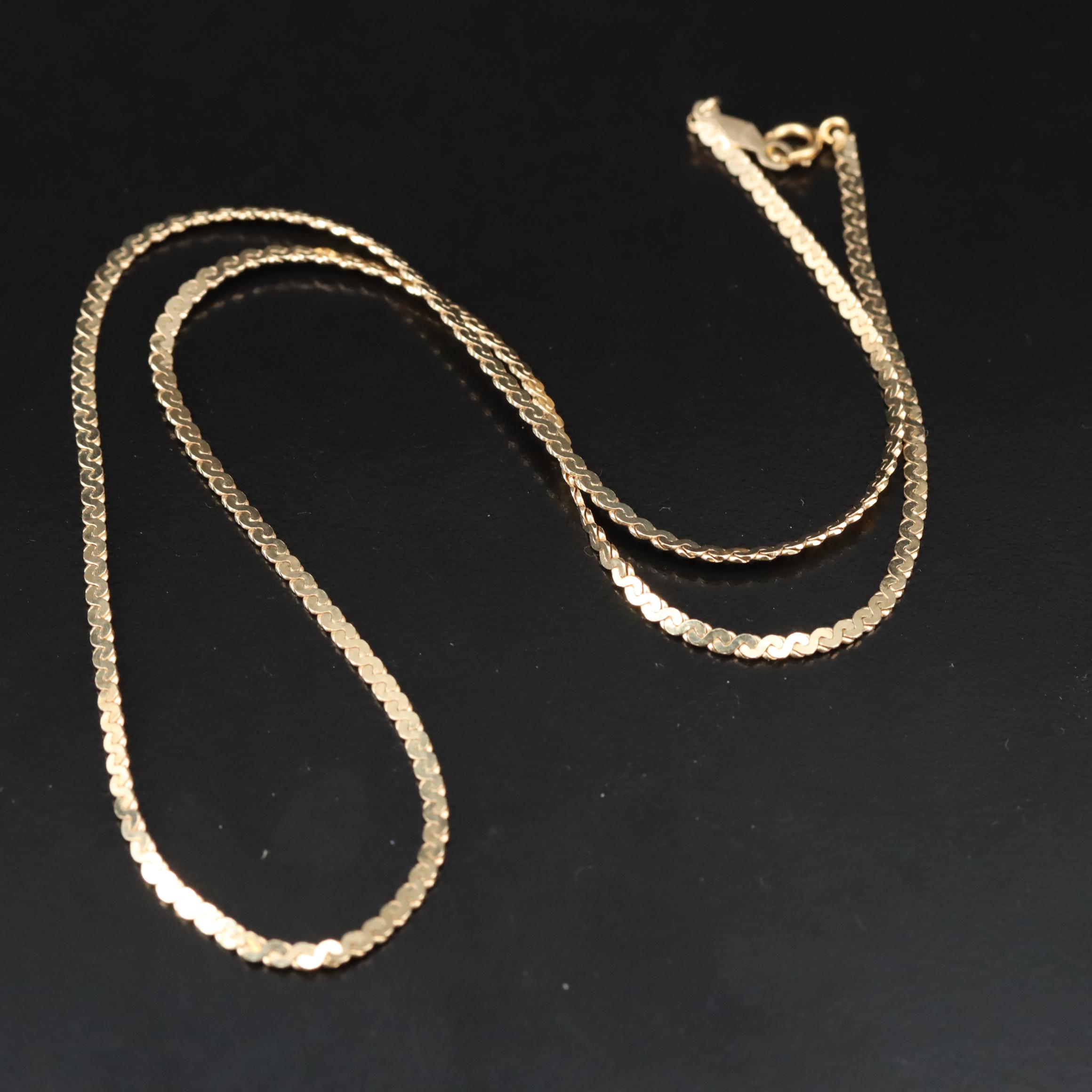 14K Serpentine Chain Necklace