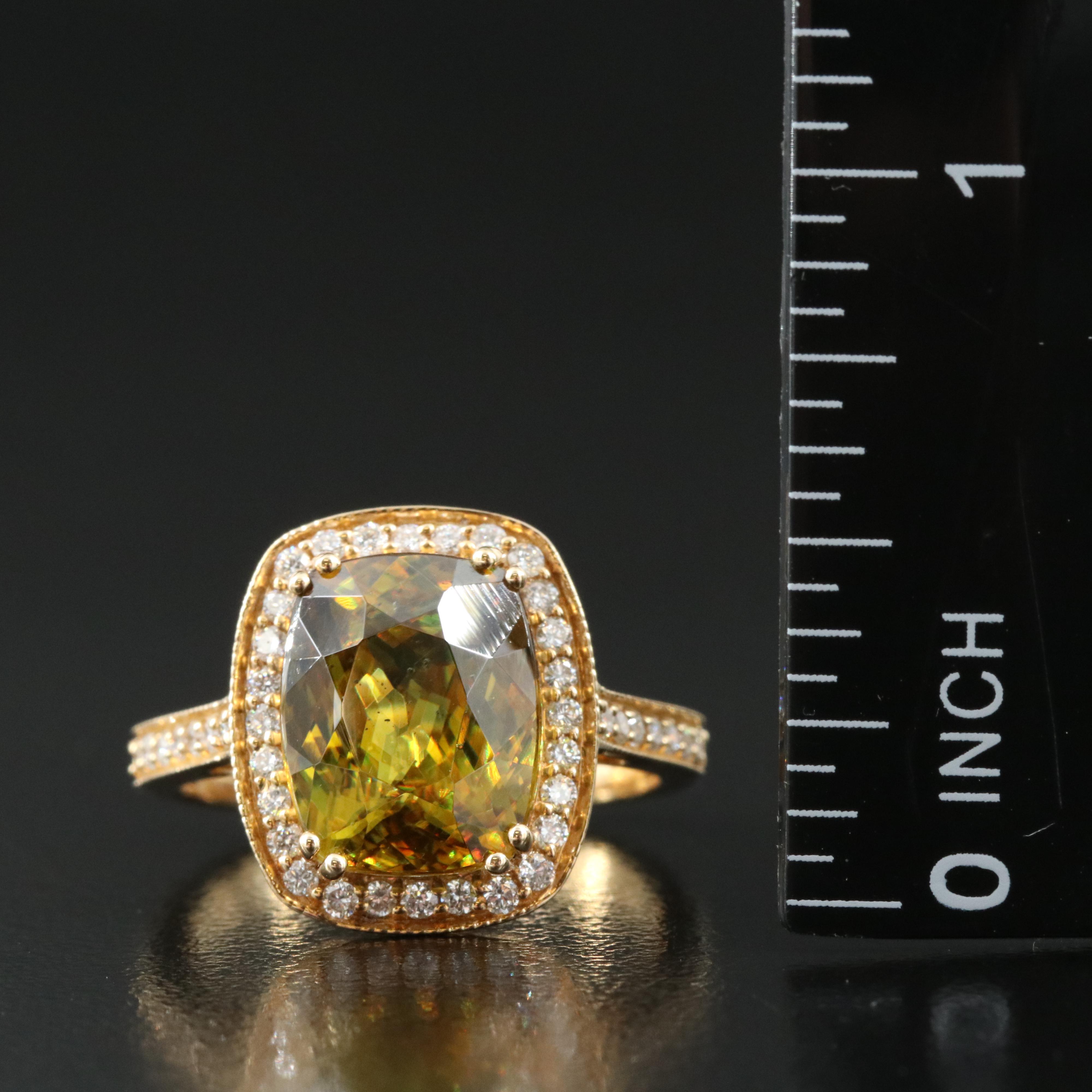 18K Sphene and Diamond Ring