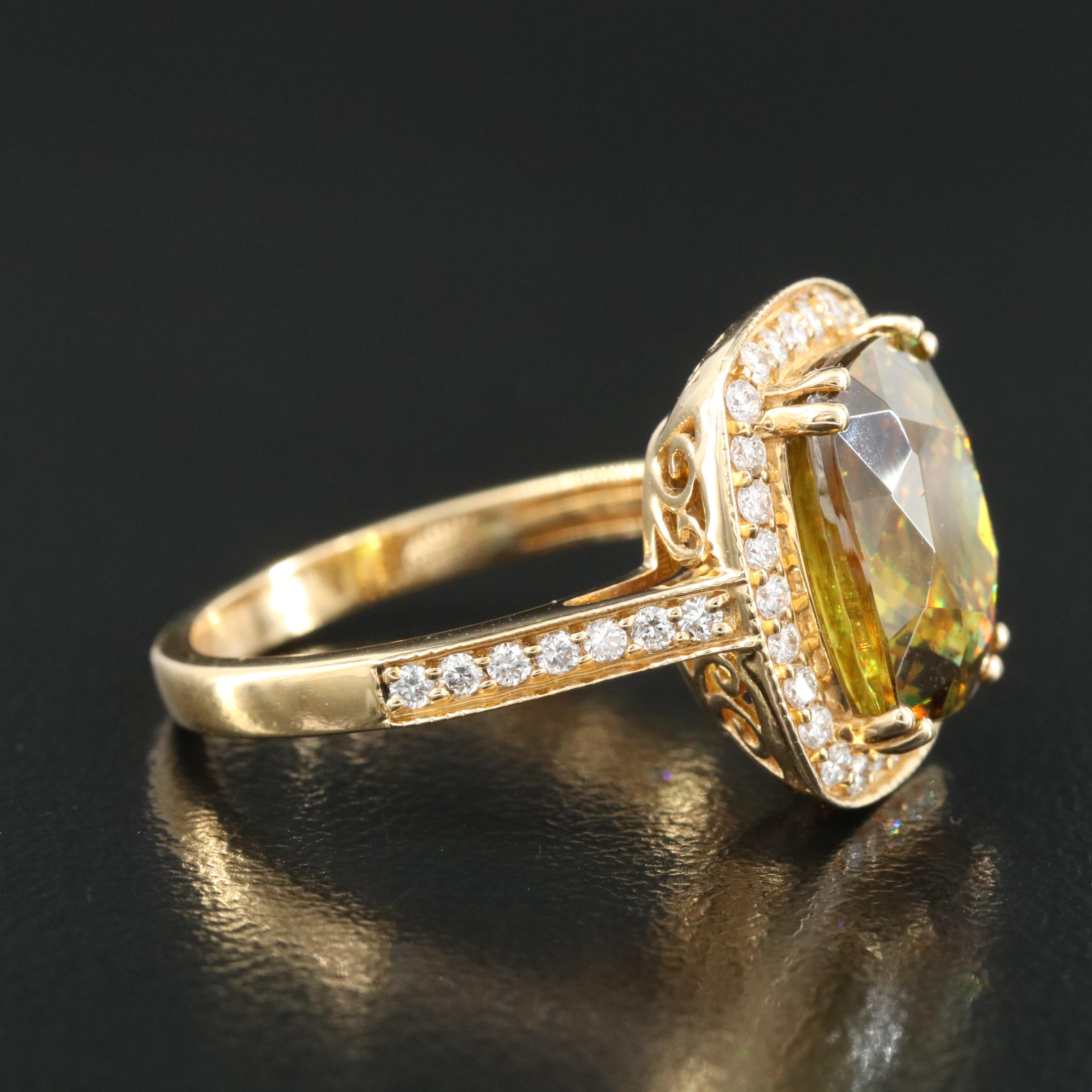 18K Sphene and Diamond Ring