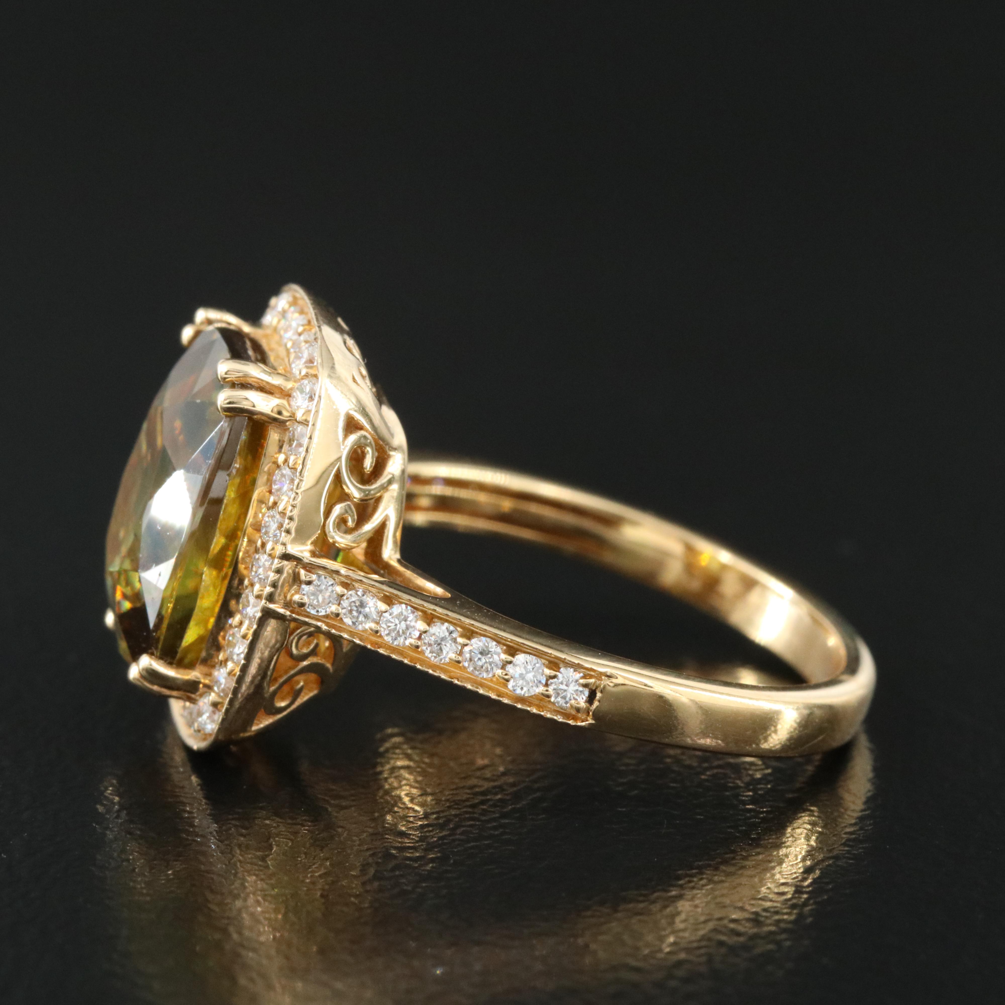 18K Sphene and Diamond Ring