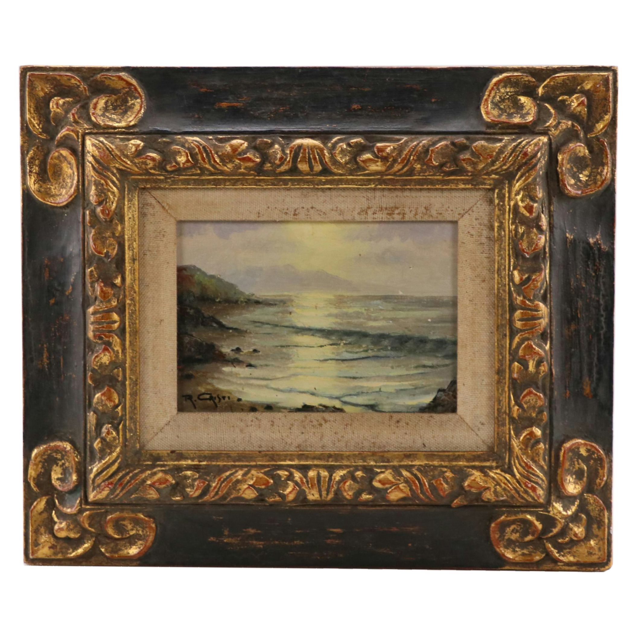 R. Cristi Oil Painting of Coastal Seascape, 20th Century