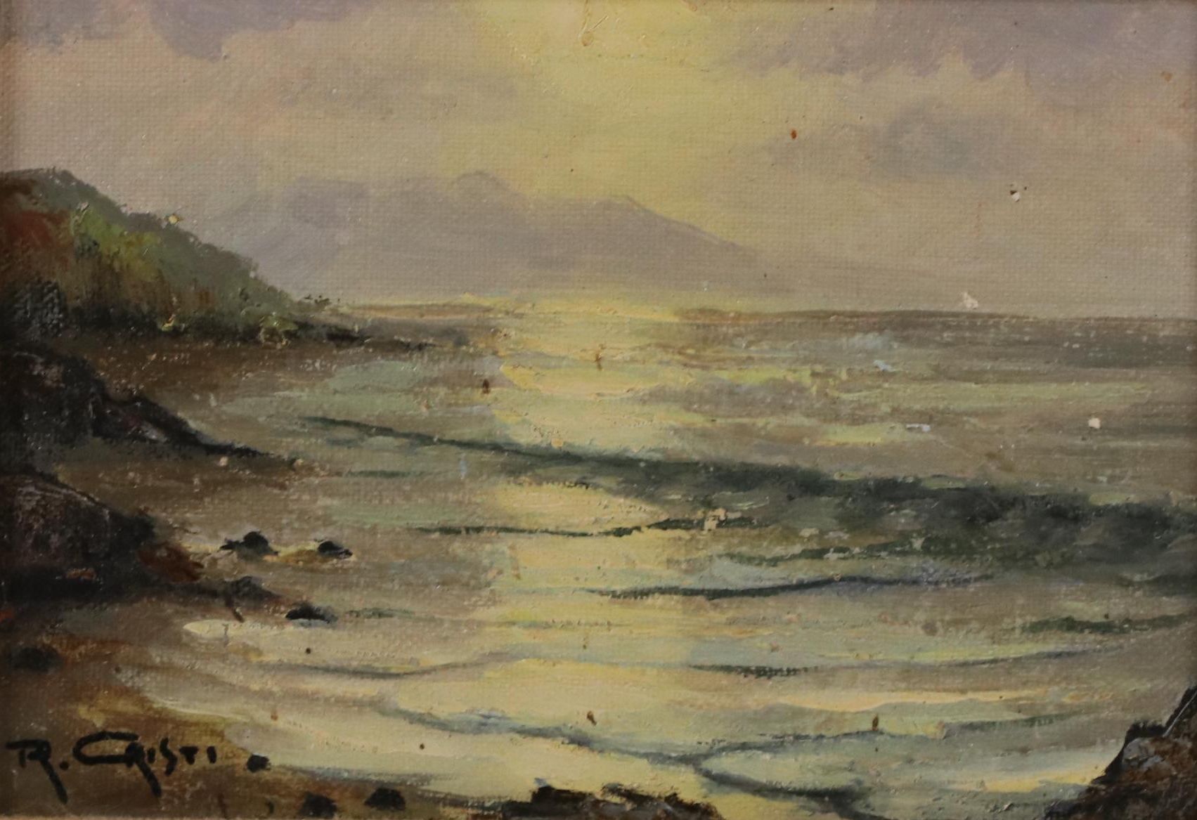 R. Cristi Oil Painting of Coastal Seascape, 20th Century
