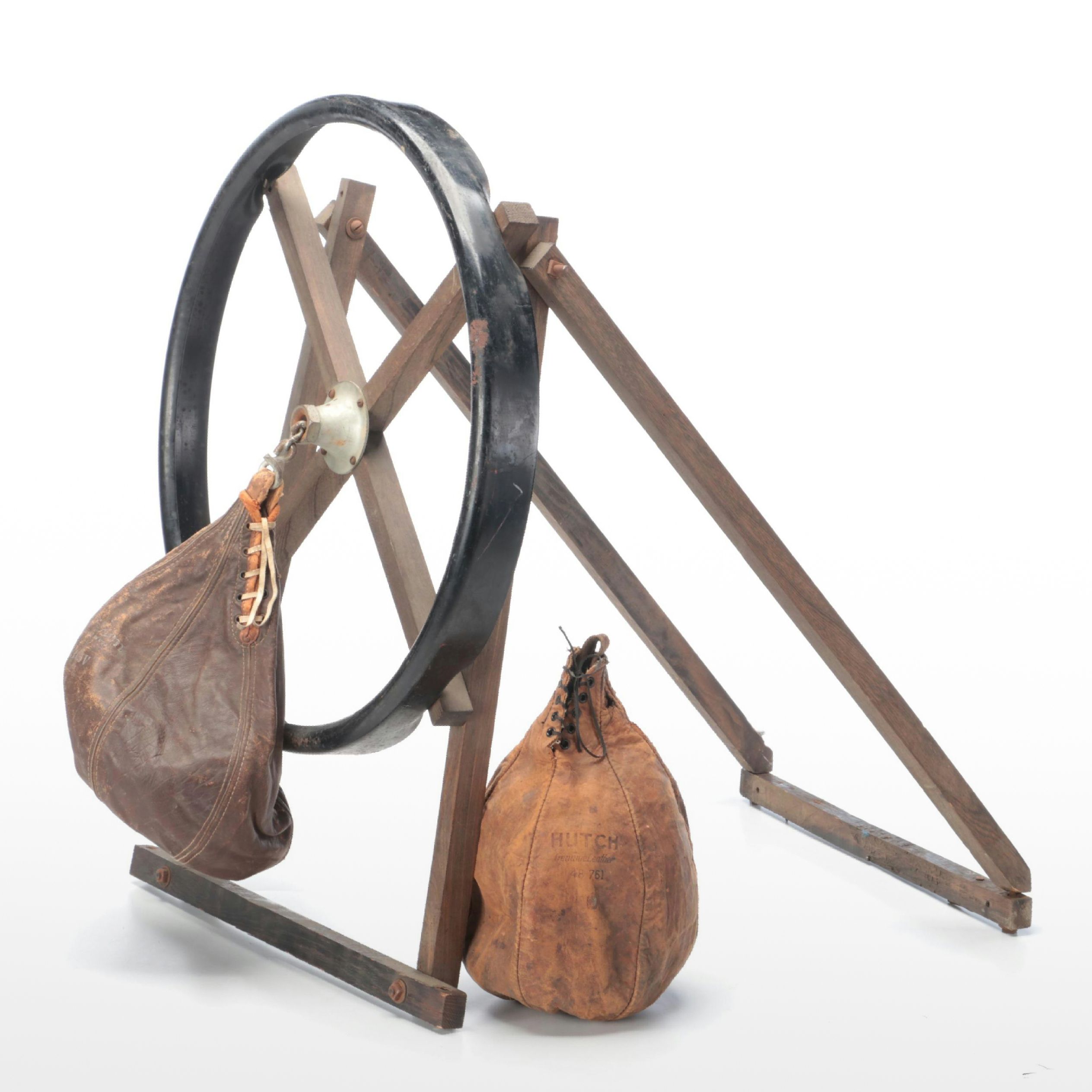 MacGregor Goldsmith Leather Speed Punching Bag Setup with Other Speed Bag