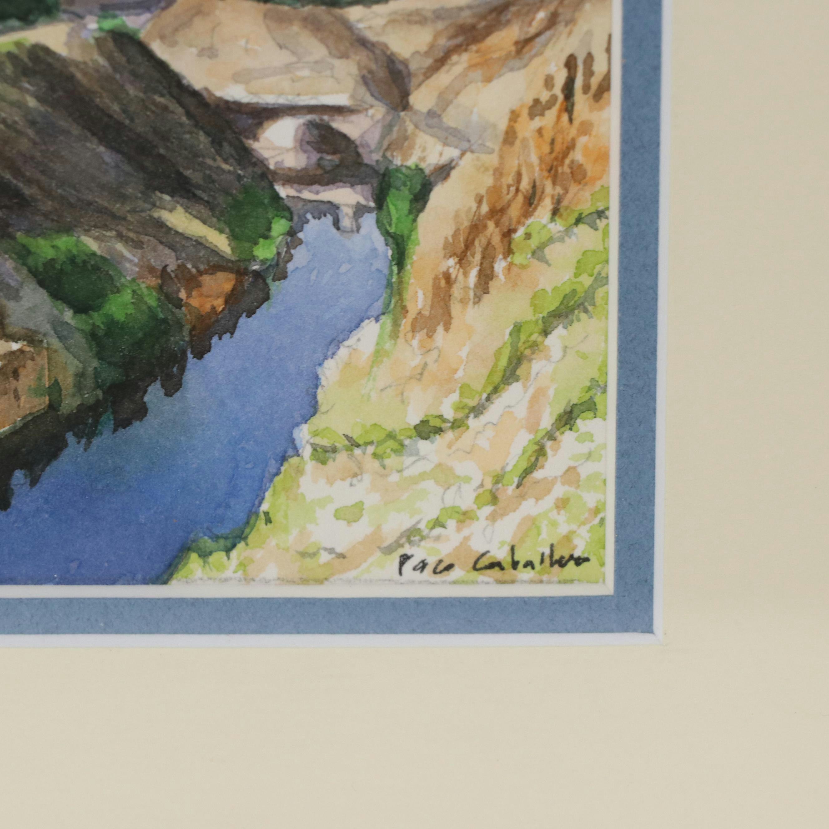 Paco Caballero Watercolor Painting of a View of Toledo, Spain