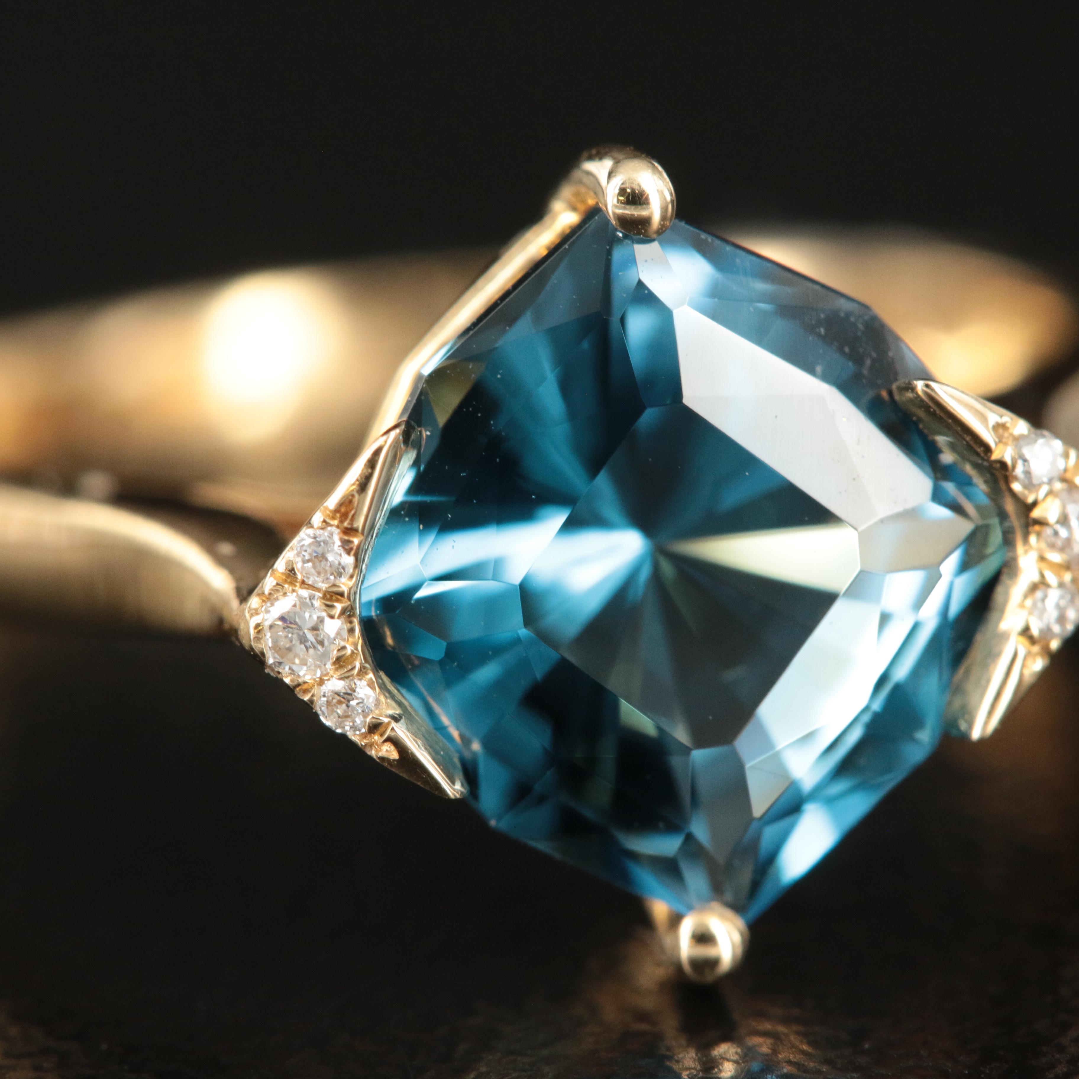 14K Topaz and Diamond Ring