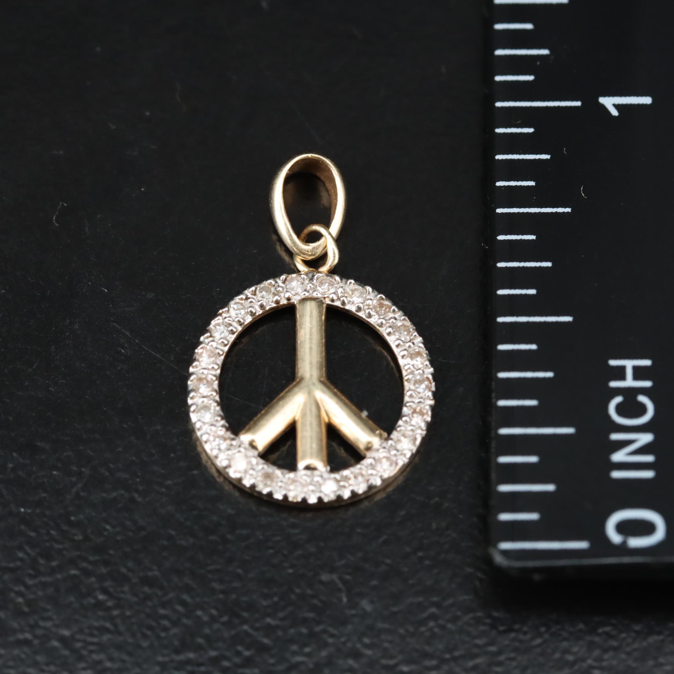14K 0.12 CTW Diamond Peace Sign Charm