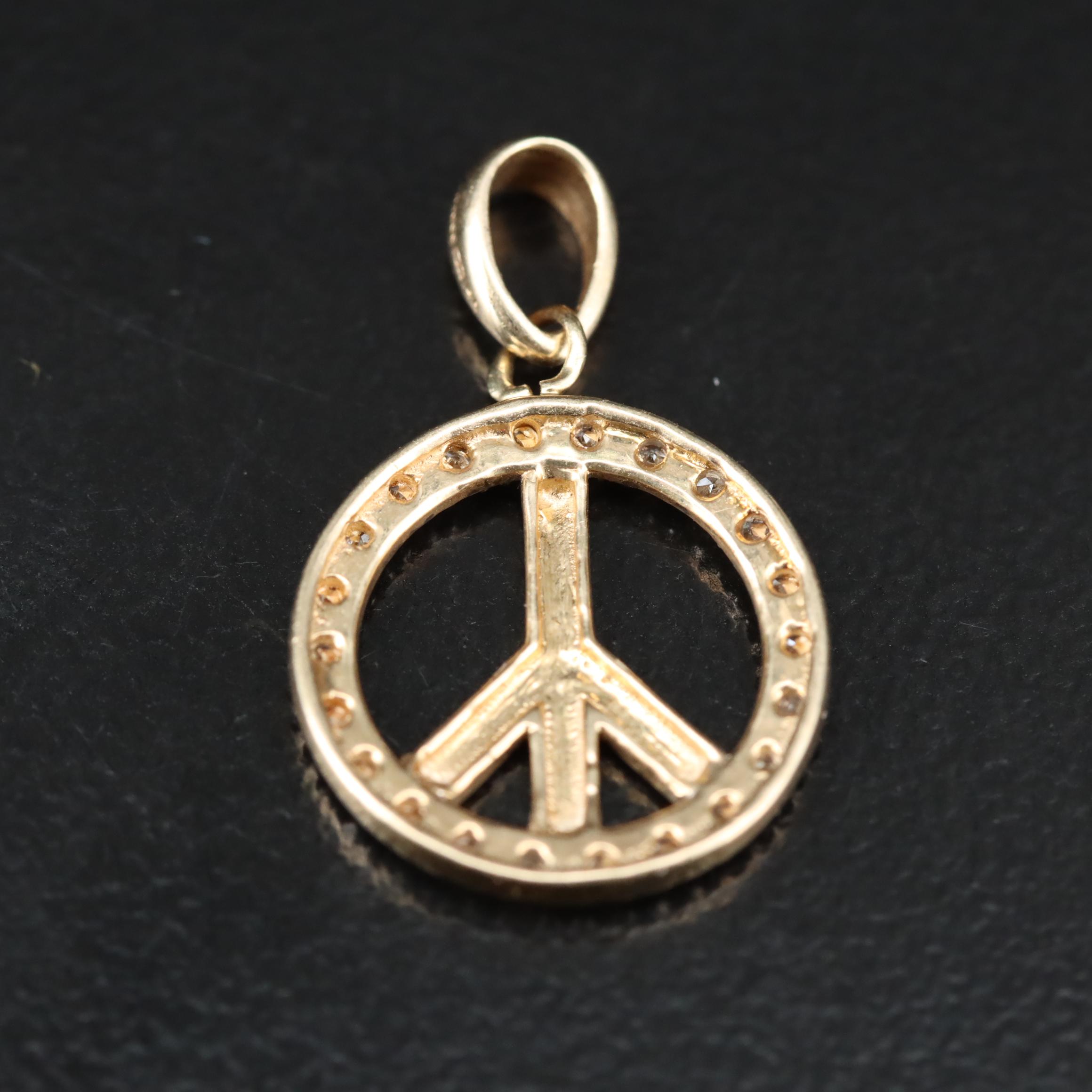 14K 0.12 CTW Diamond Peace Sign Charm