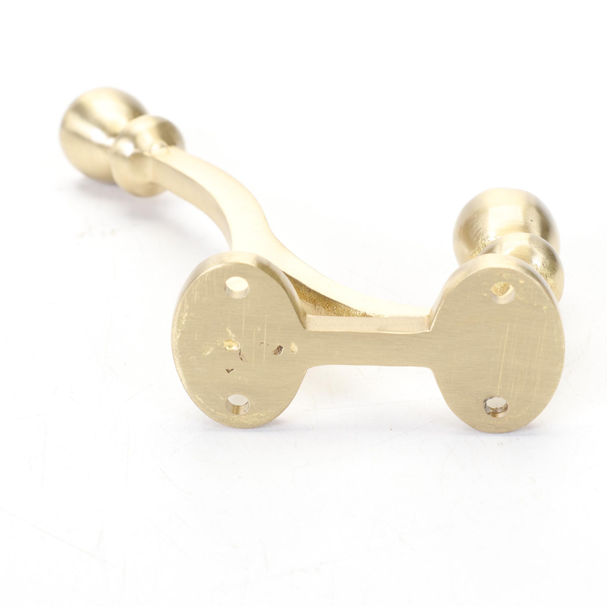 Three Satin Brass Double Coat Hooks