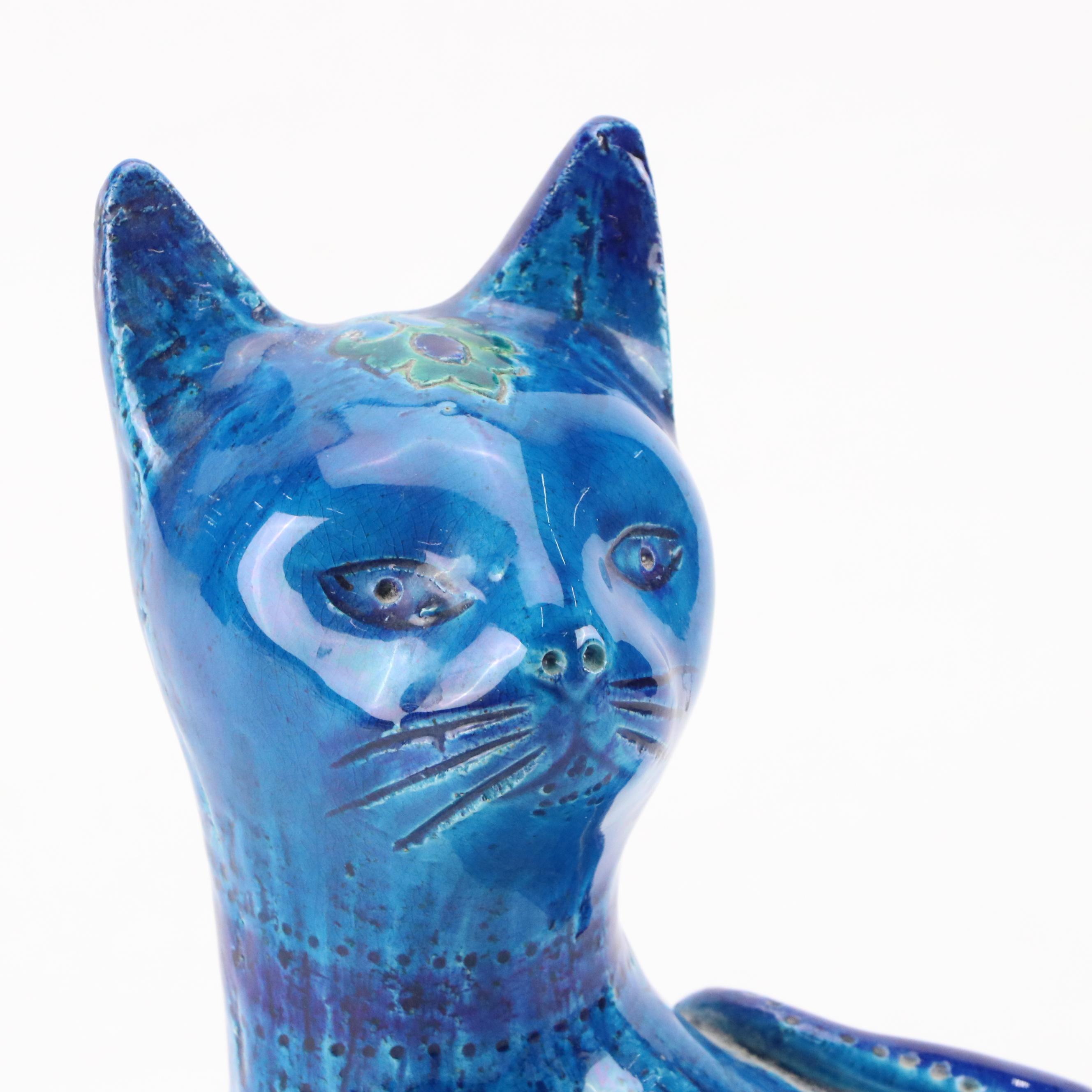 Aldo Londi for Bitossi "Rimini Blue" Ceramic Cat Figurine