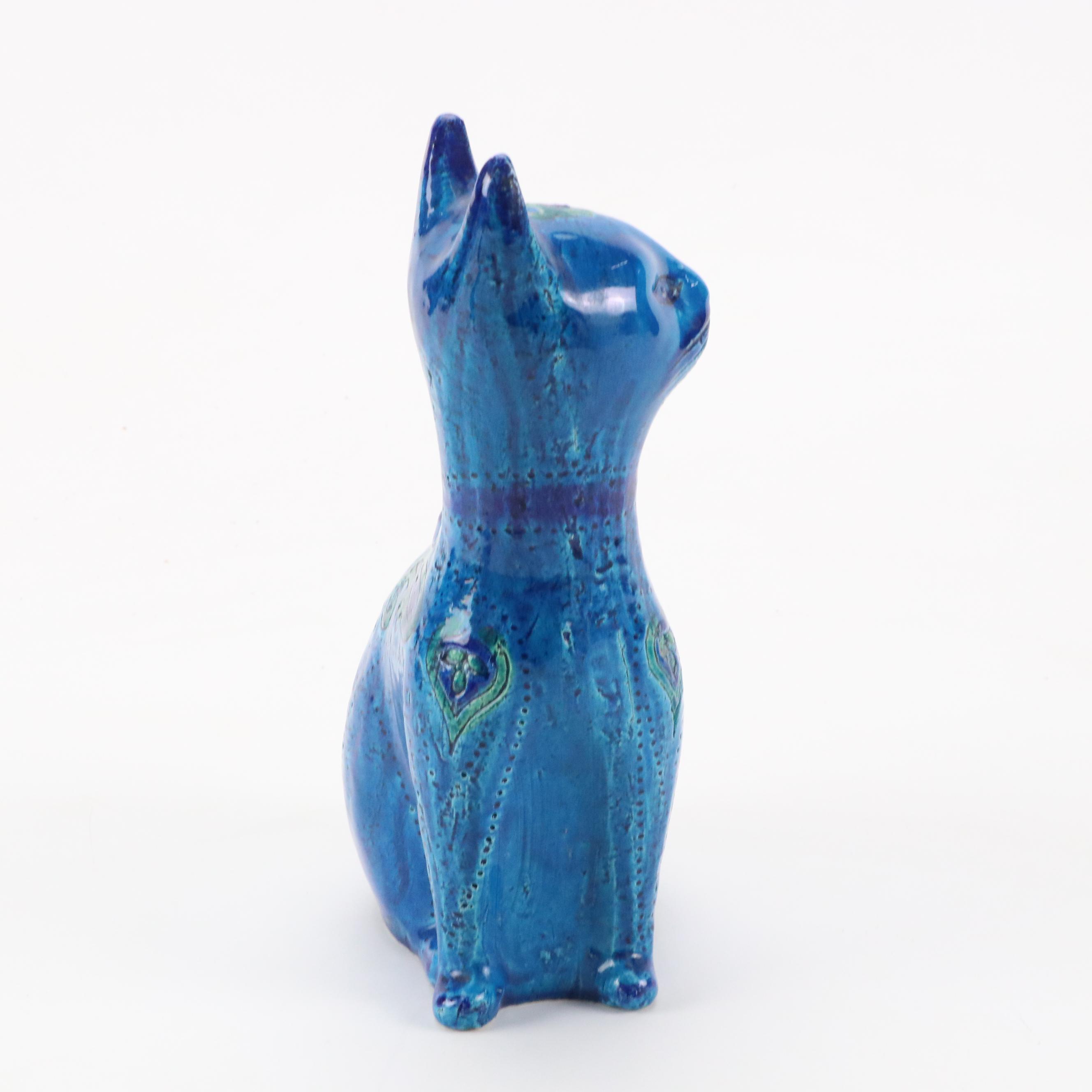 Aldo Londi for Bitossi "Rimini Blue" Ceramic Cat Figurine