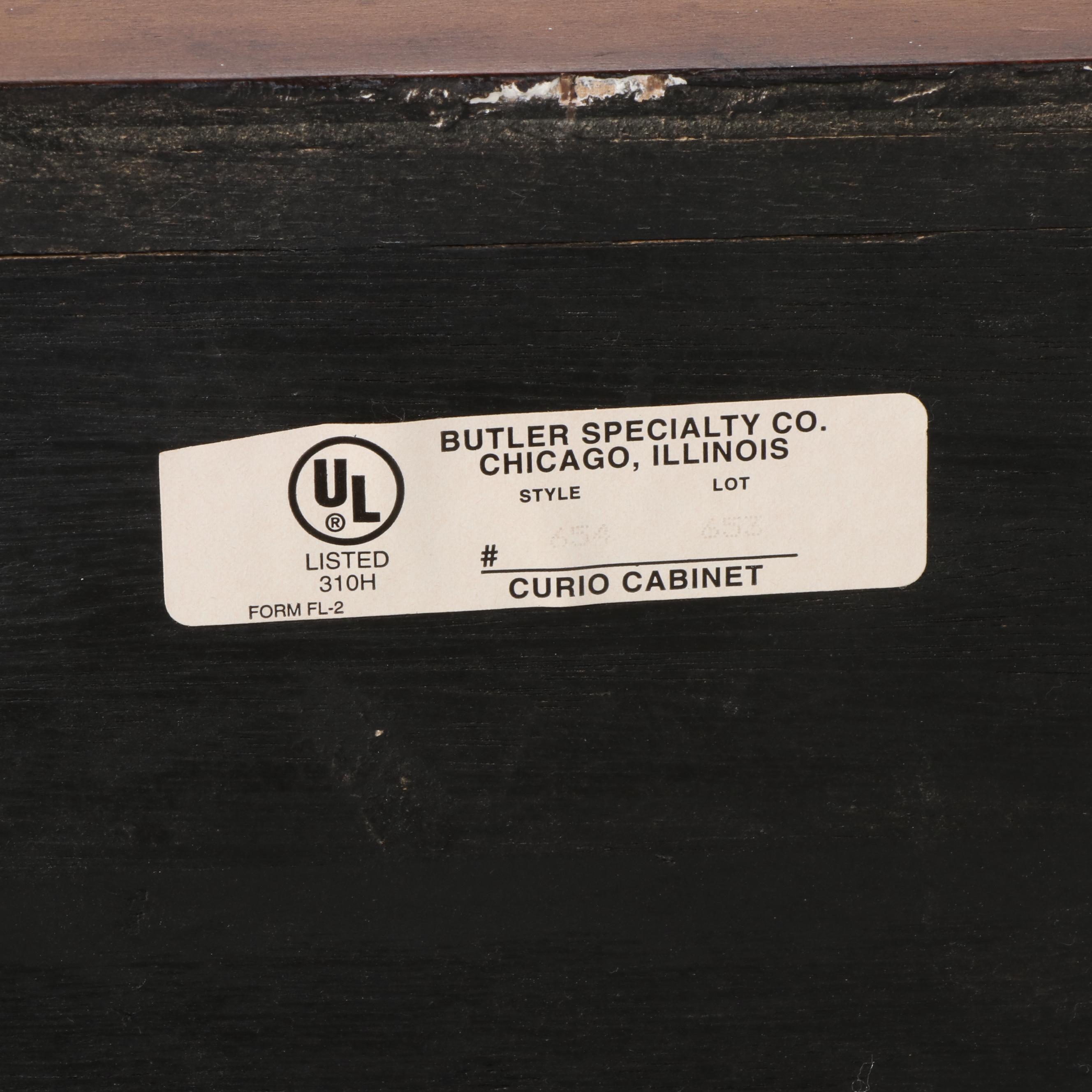 Butler Specialty Co. Hardwood and Glass Bombe-Form Curio Cabinet