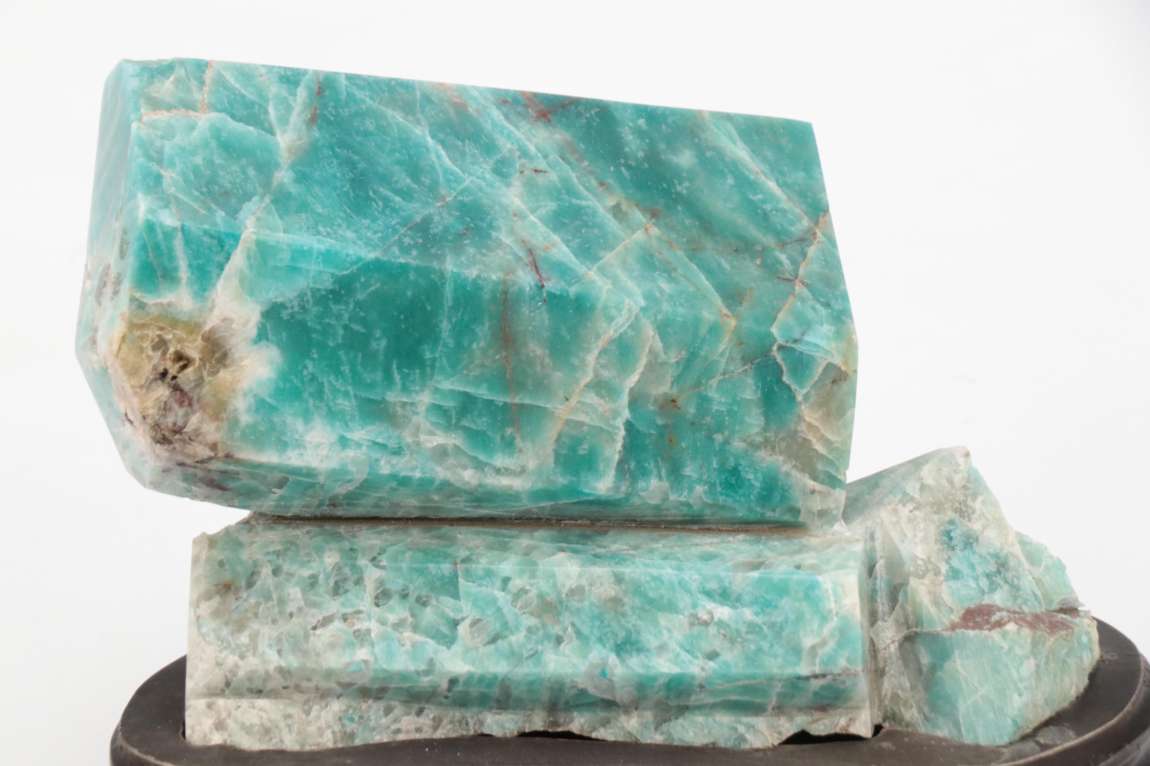 Amazonite Crystals with Finished Wood Stand