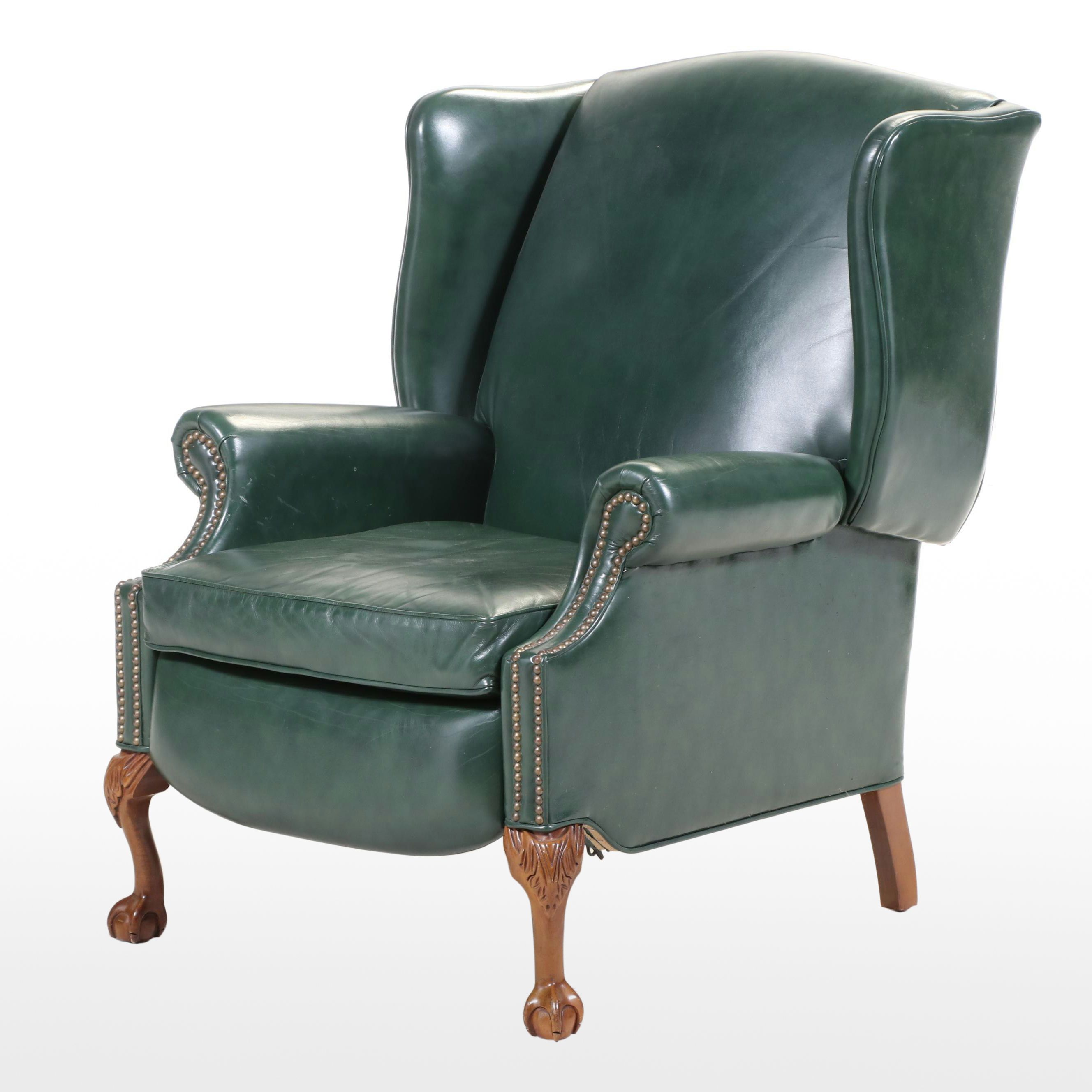 La-Z-Boy Chippendale Style Leather-Touch Wingback Recliner, Late 20th Century