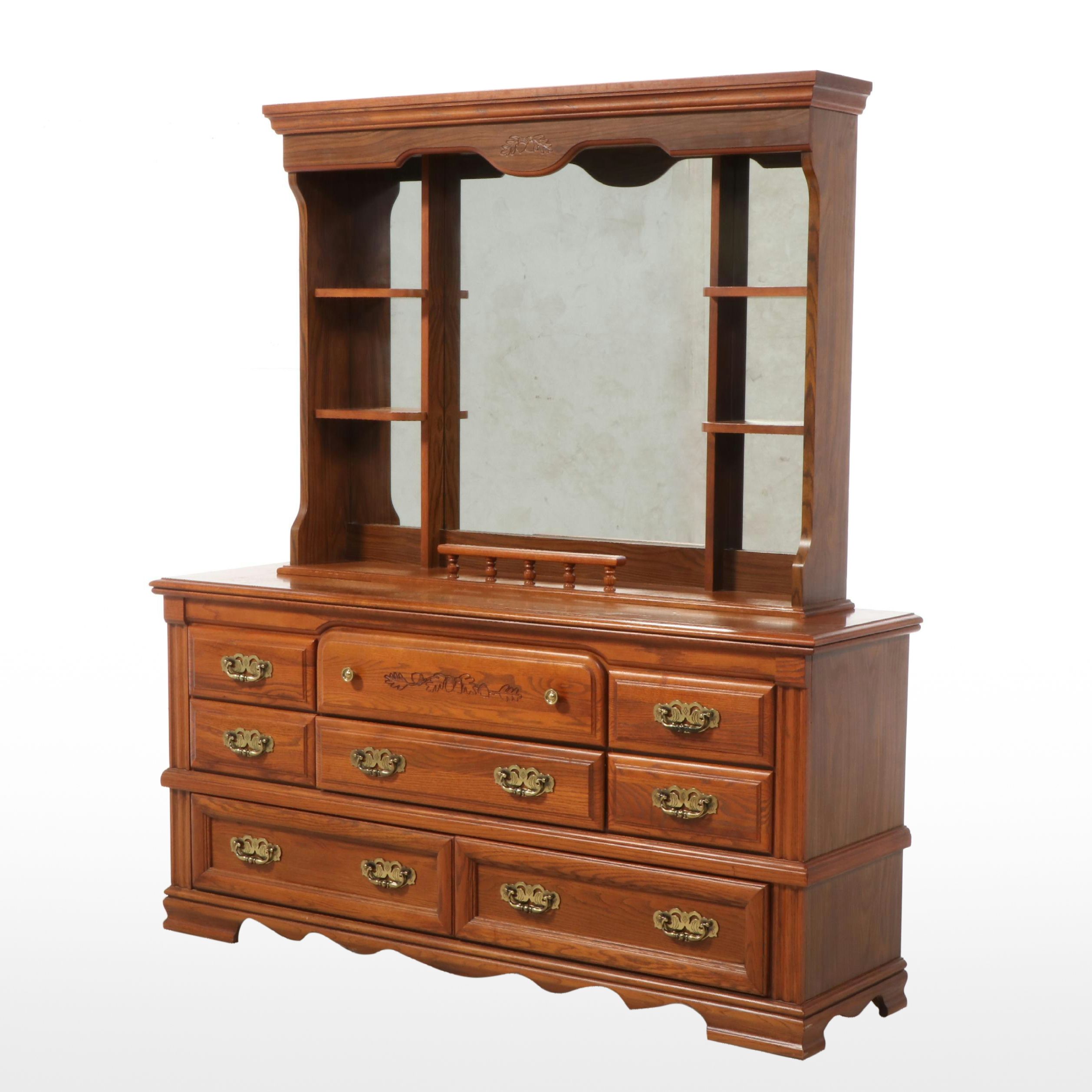 Broyhill Federal Style Oak and Laminate Eight-Drawer Dresser