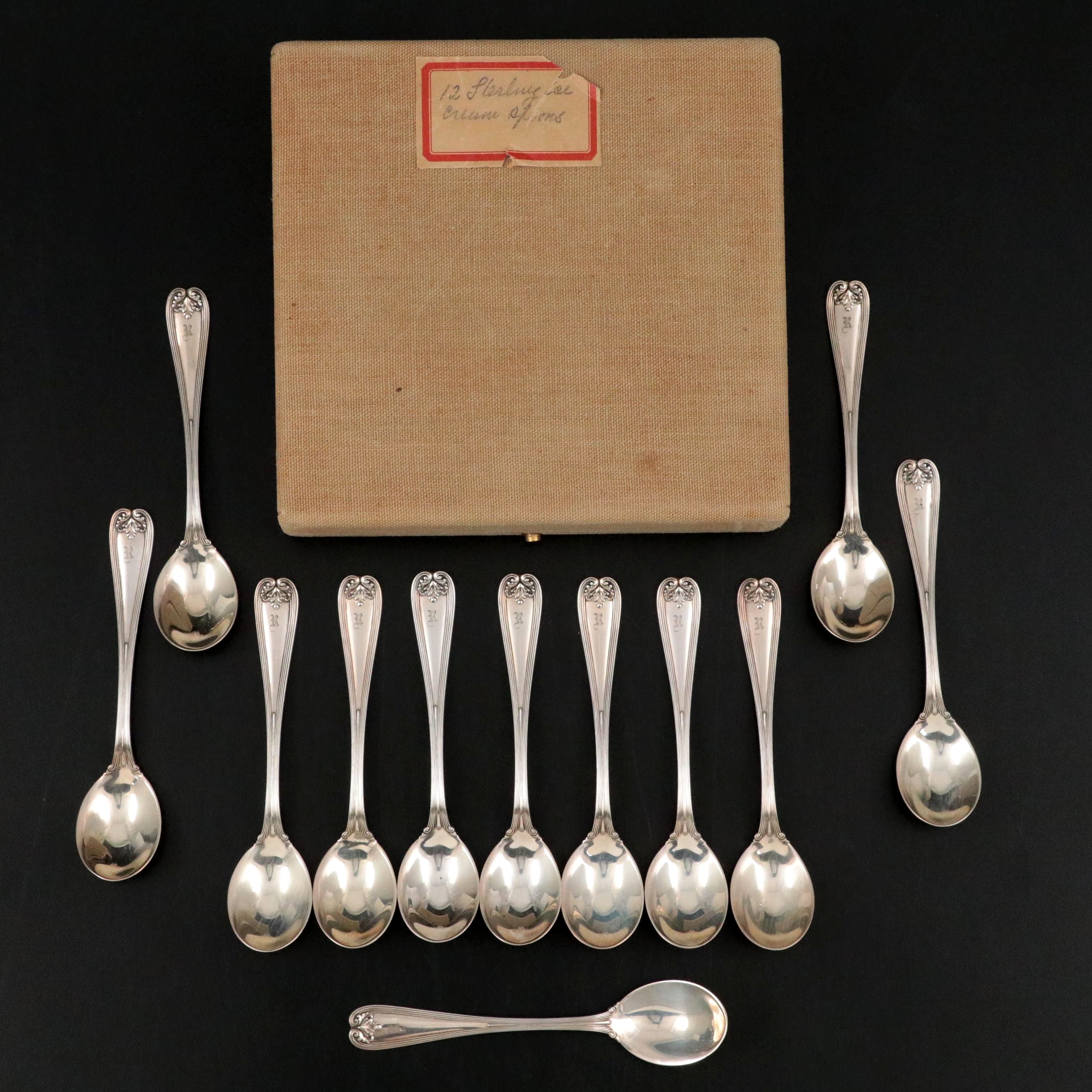 Tiffany & Co. "Colonial" Sterling Silver Ice Cream Spoons