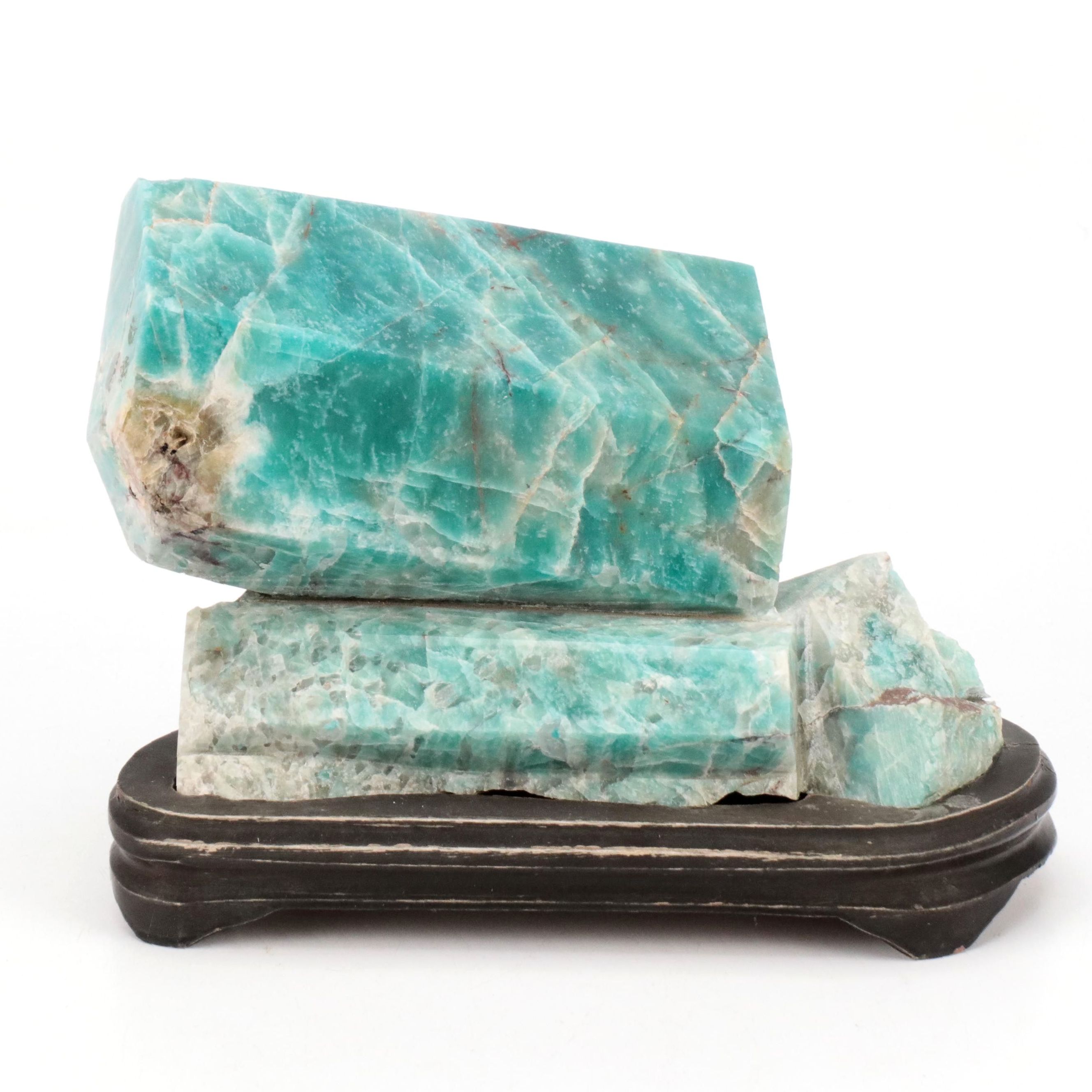 Amazonite Crystals with Finished Wood Stand