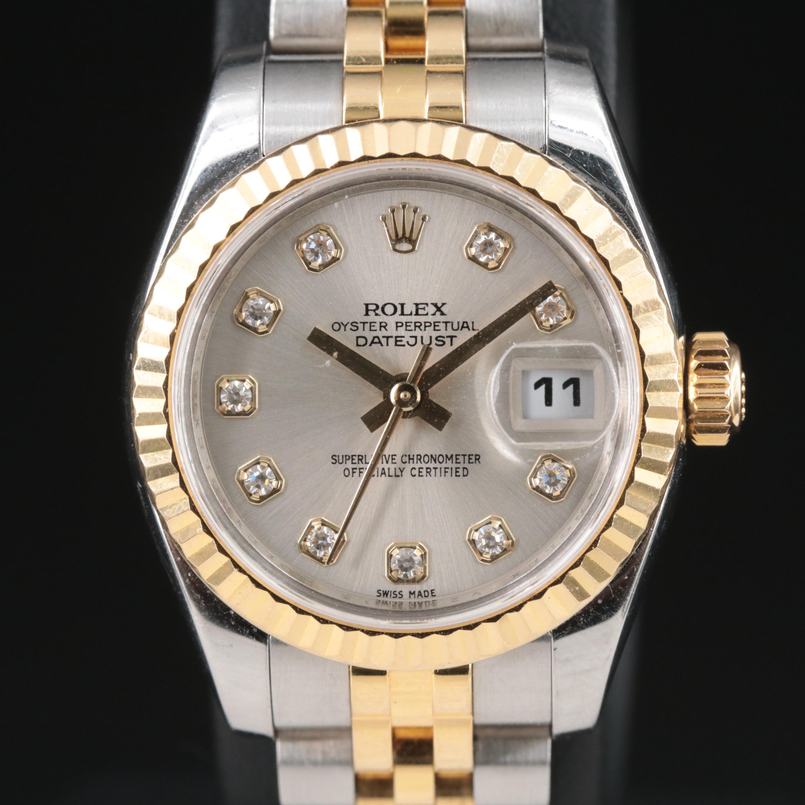 2008 Rolex Factory Diamond Dial Datejust Watch