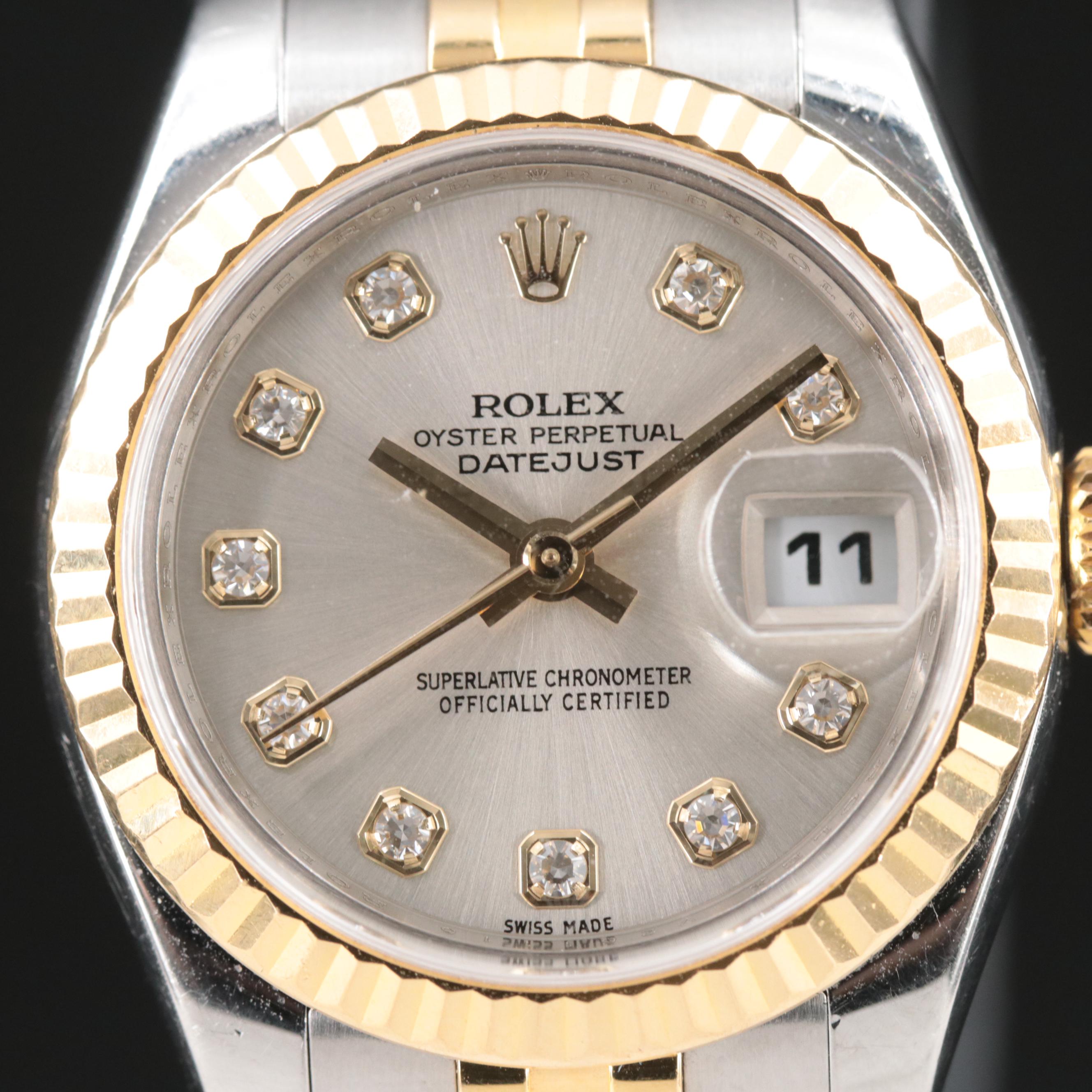 2008 Rolex Factory Diamond Dial Datejust Watch