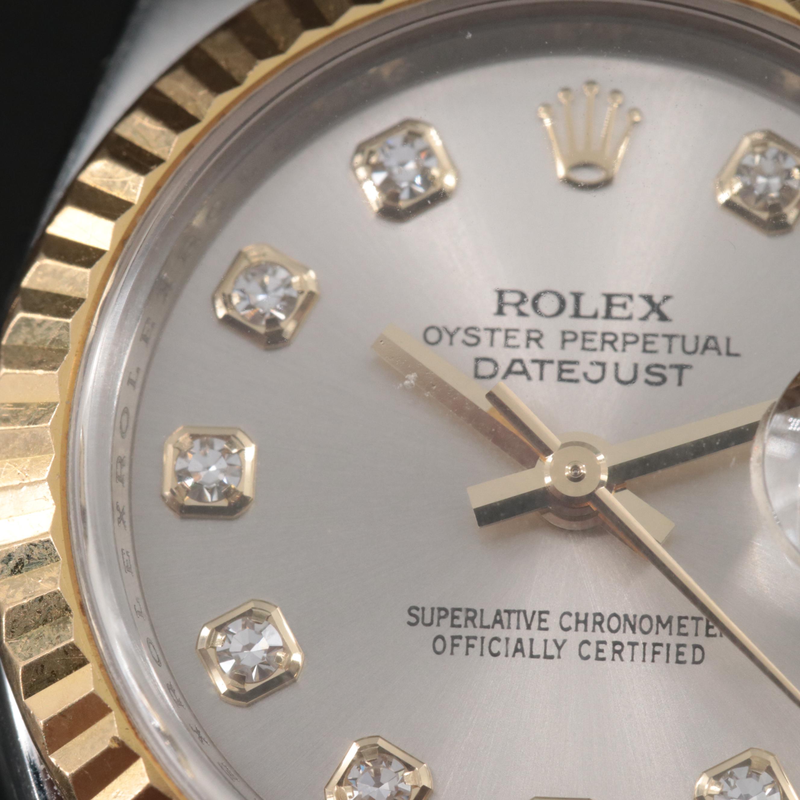 2008 Rolex Factory Diamond Dial Datejust Watch
