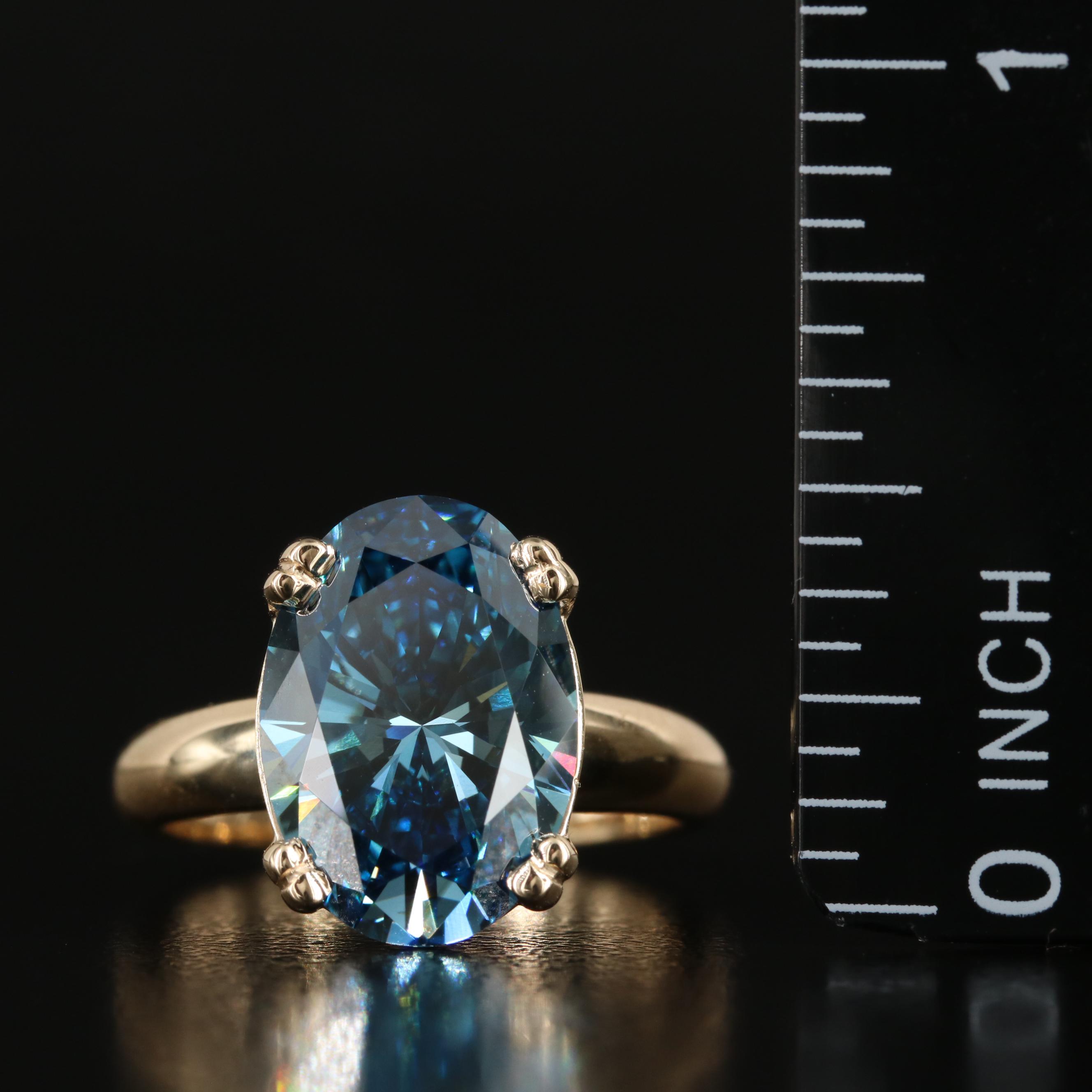 18K 5.22 CTW Lab Grown Fancy Dark Blue Diamond Solitaire Ring