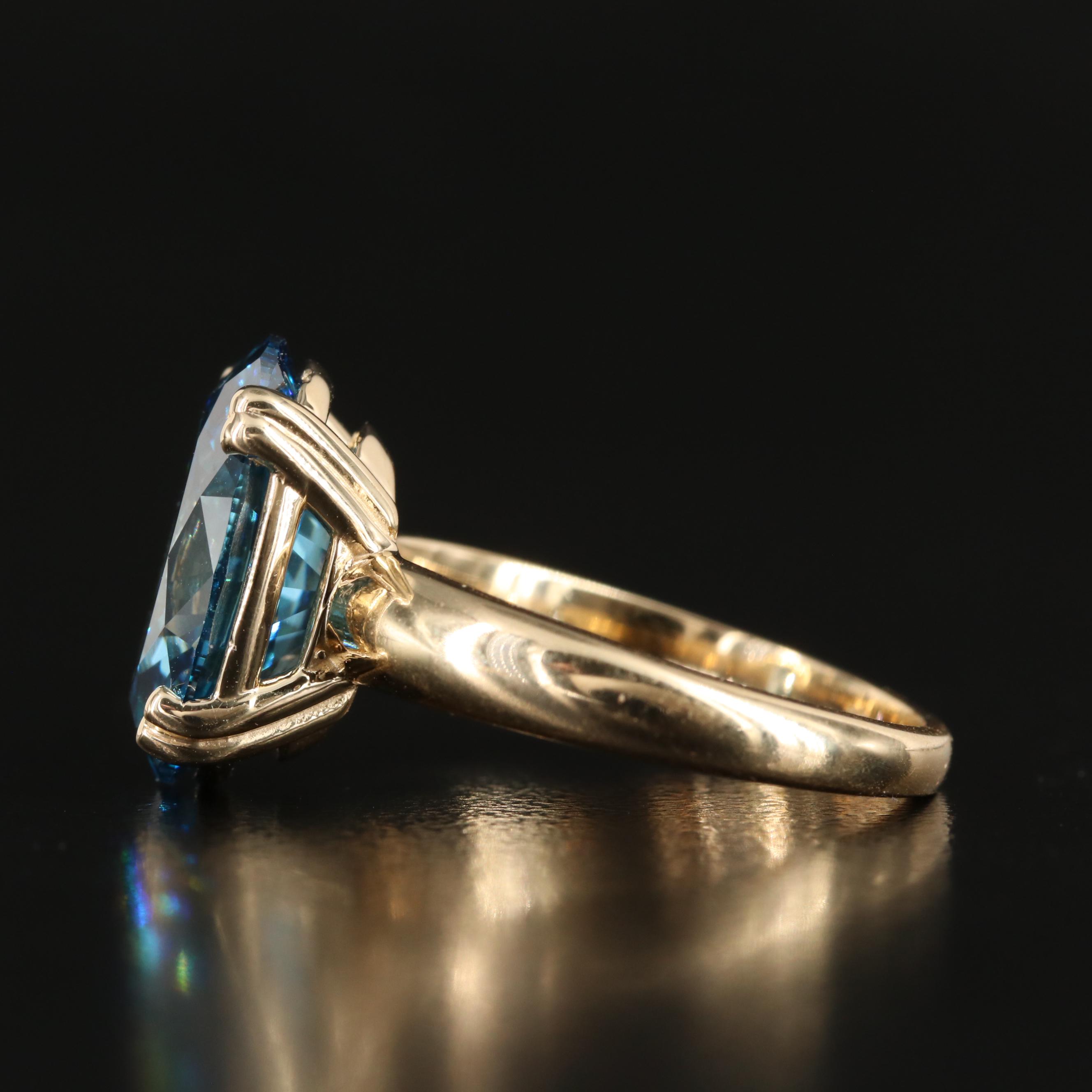 18K 5.22 CTW Lab Grown Fancy Dark Blue Diamond Solitaire Ring