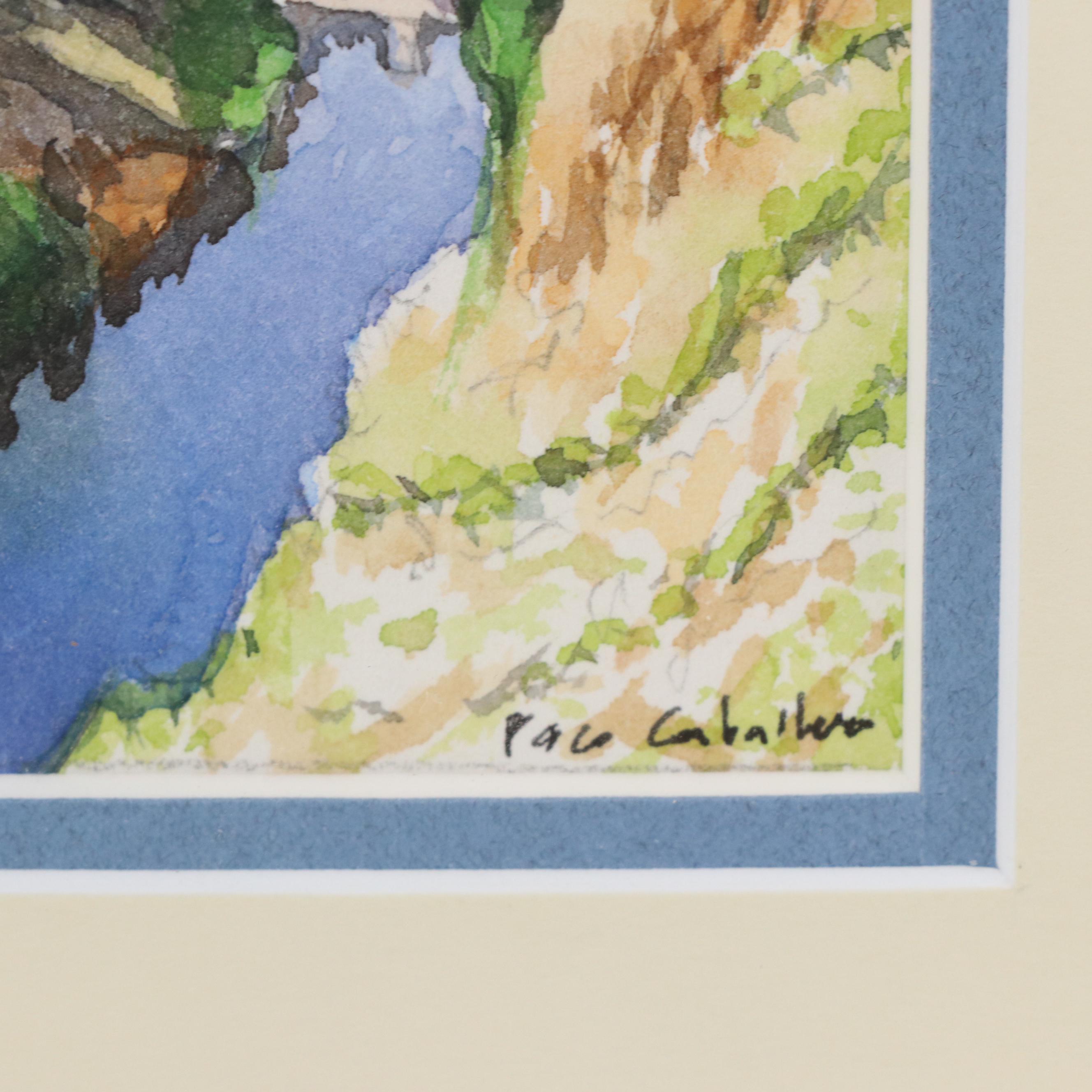 Paco Caballero Watercolor Painting of a View of Toledo, Spain