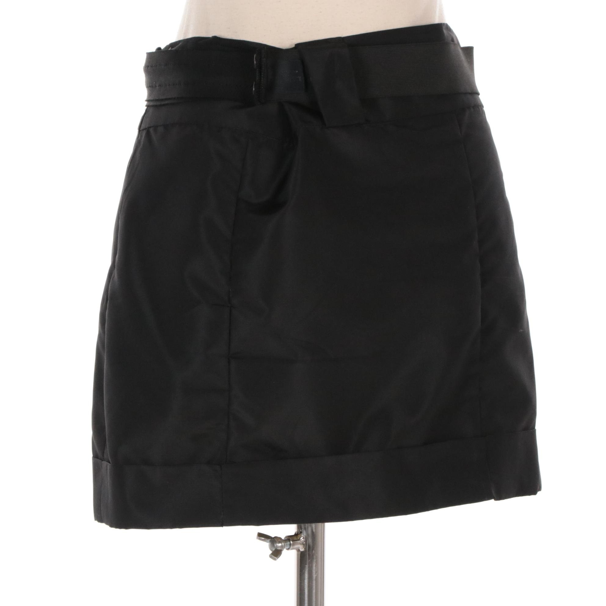Prada Miniskirt with Cuff Style Hem and Lanvin Stretch Belt