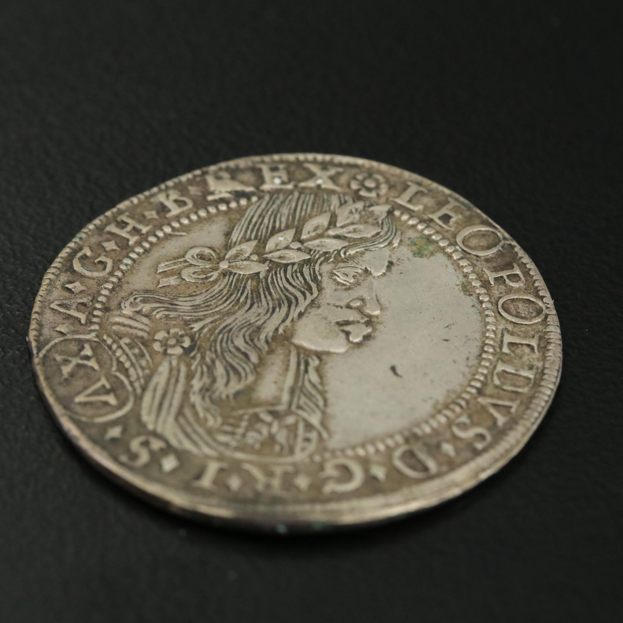 1664 Austria 15-Kreuzer Silver Coin of Leopold I, "The Hogmouth"