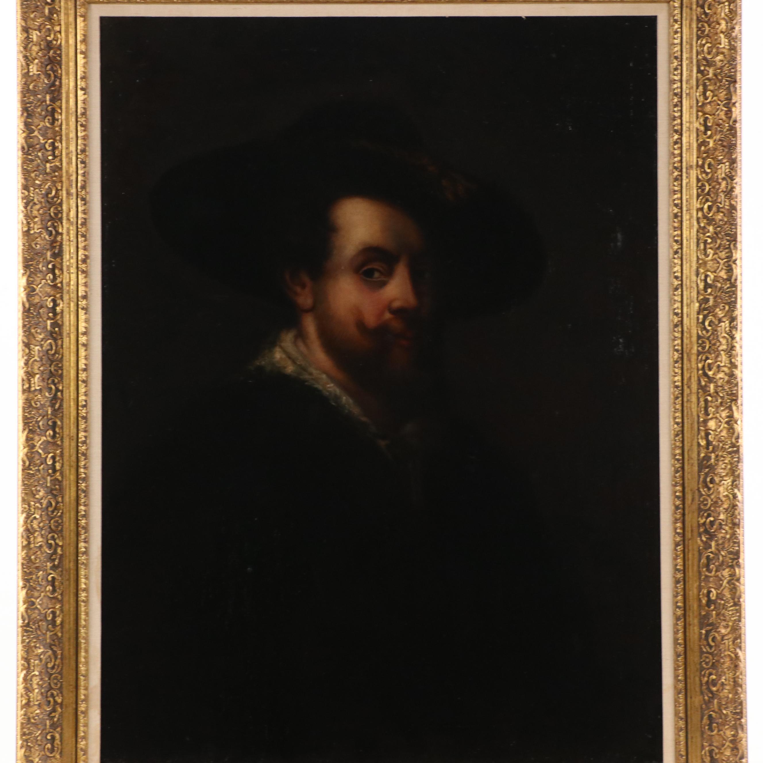 Oil Painting After Peter Paul Rubens "Self-Portrait," Late 19th Century