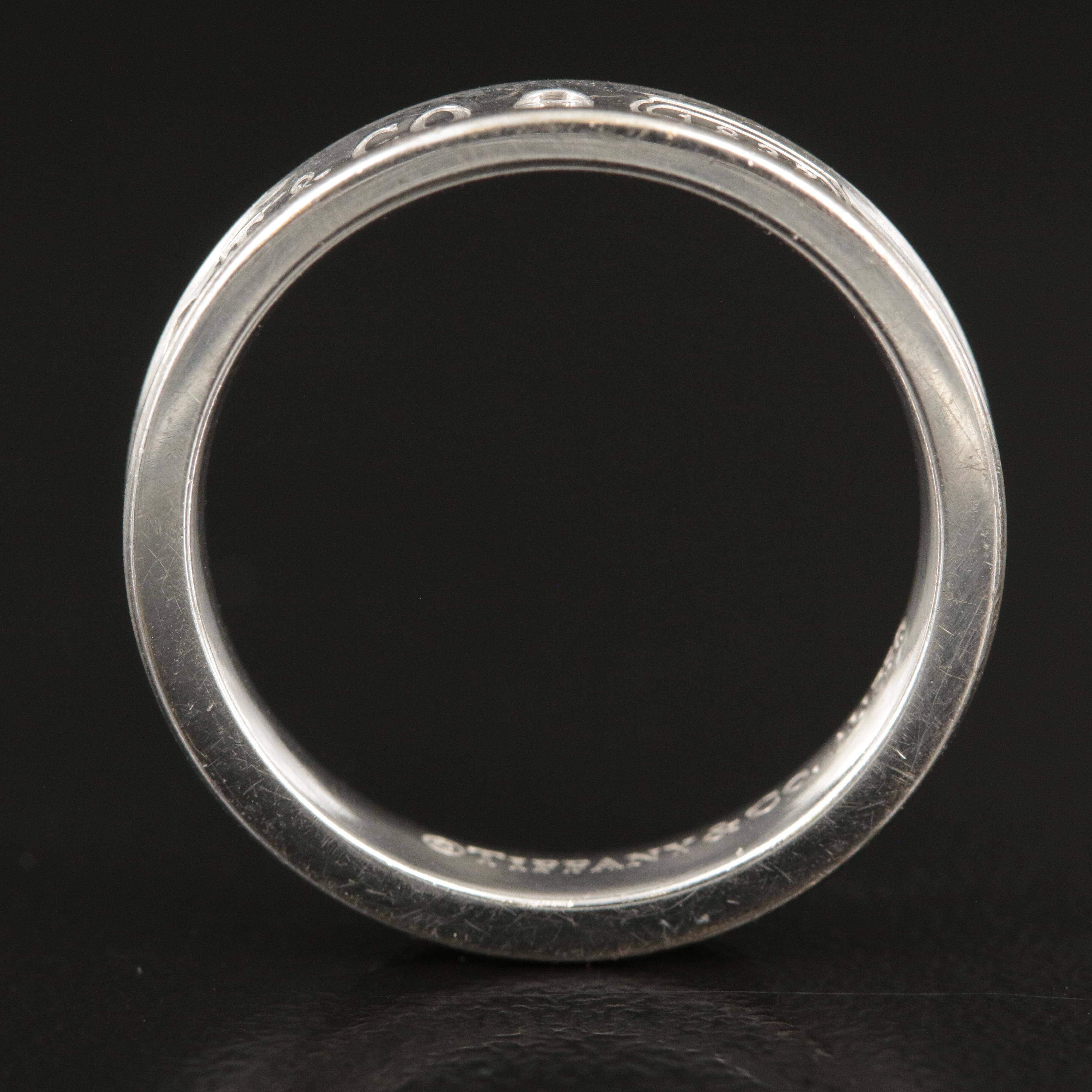 Tiffany & Co. "1837" 18K Narrow Band with Diamond Accents