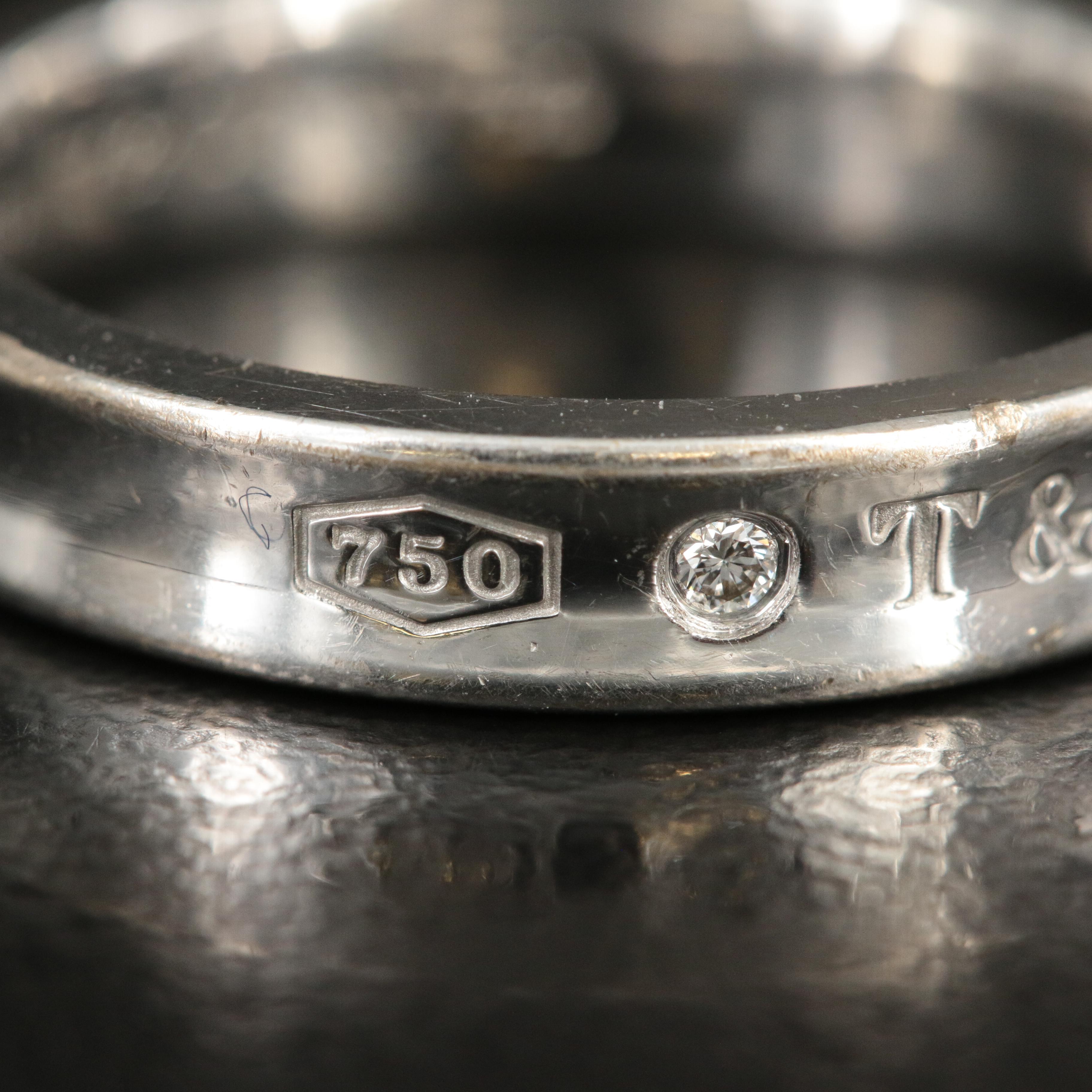 Tiffany & Co. "1837" 18K Narrow Band with Diamond Accents