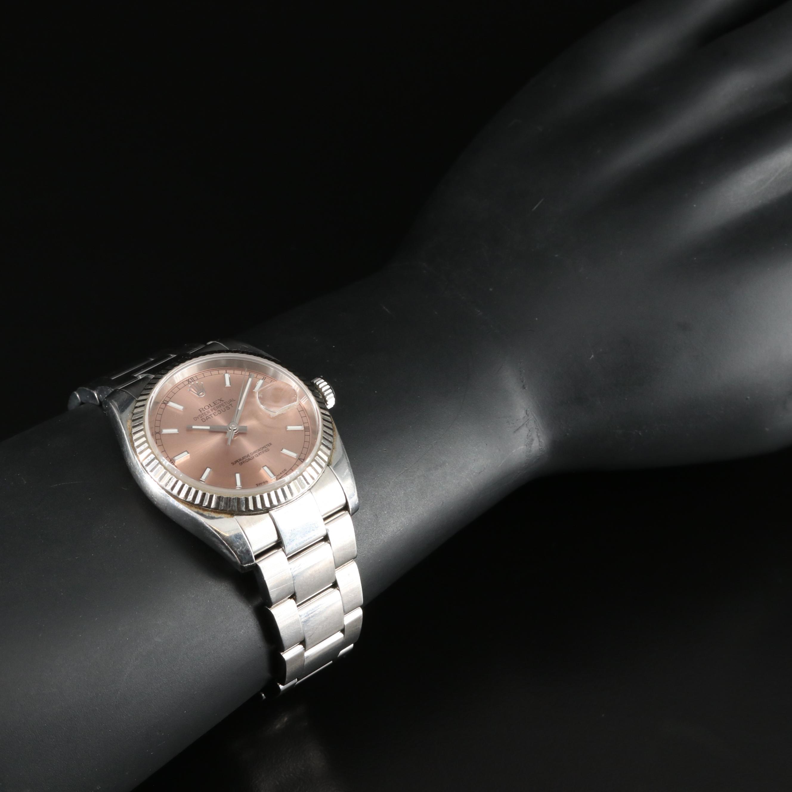 2005 Rolex Pink Salmon Dial Datejust 36 Watch