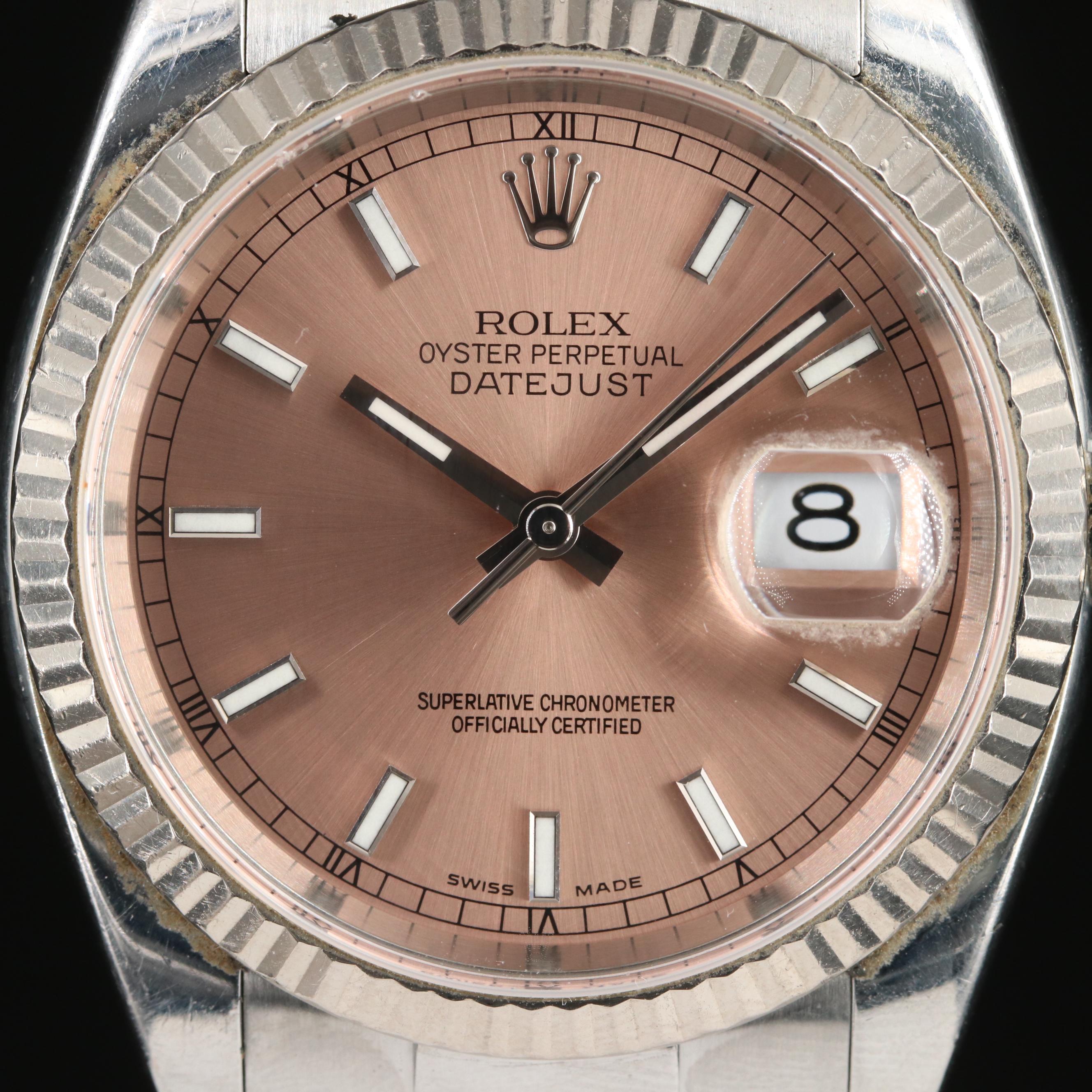 2005 Rolex Pink Salmon Dial Datejust 36 Watch