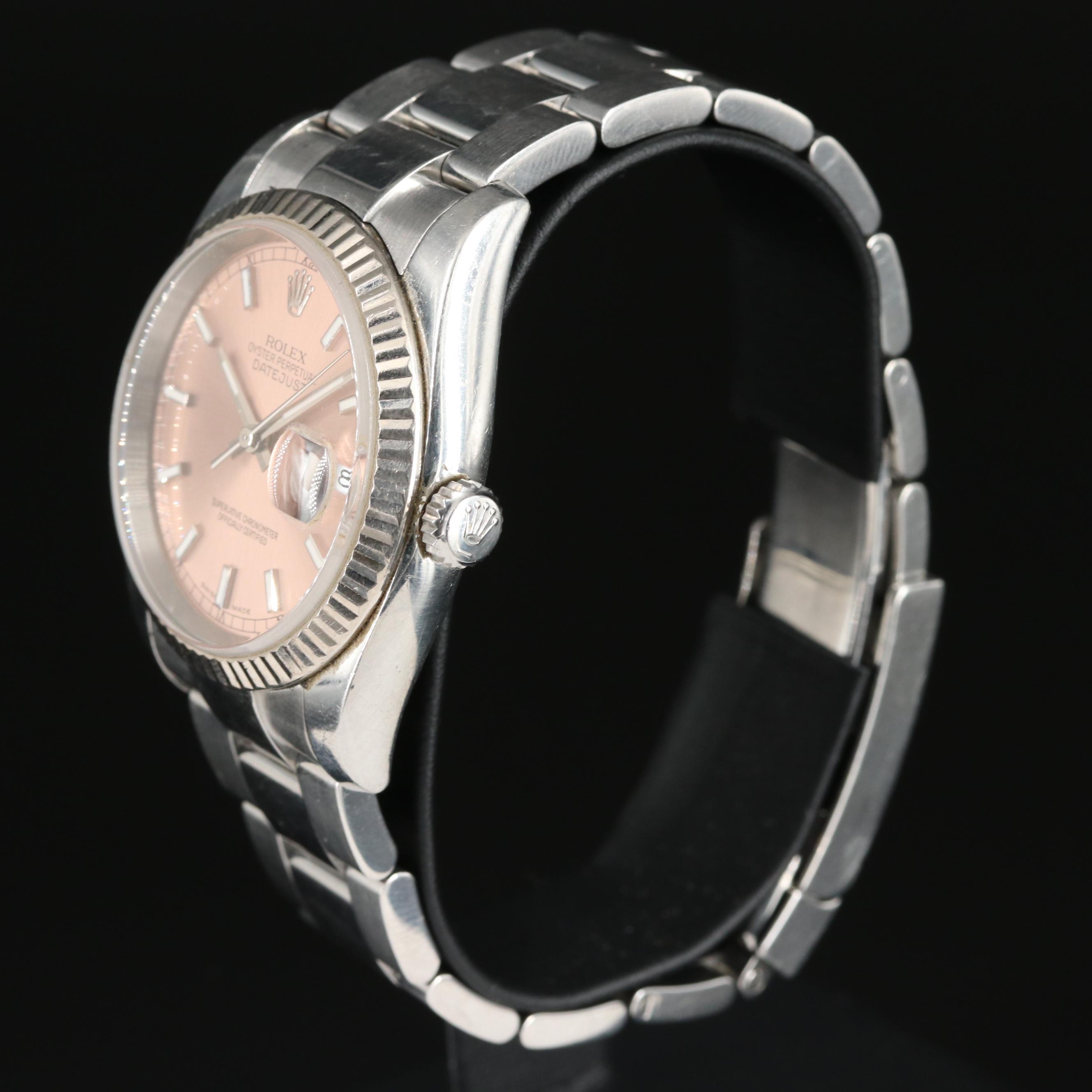 2005 Rolex Pink Salmon Dial Datejust 36 Watch