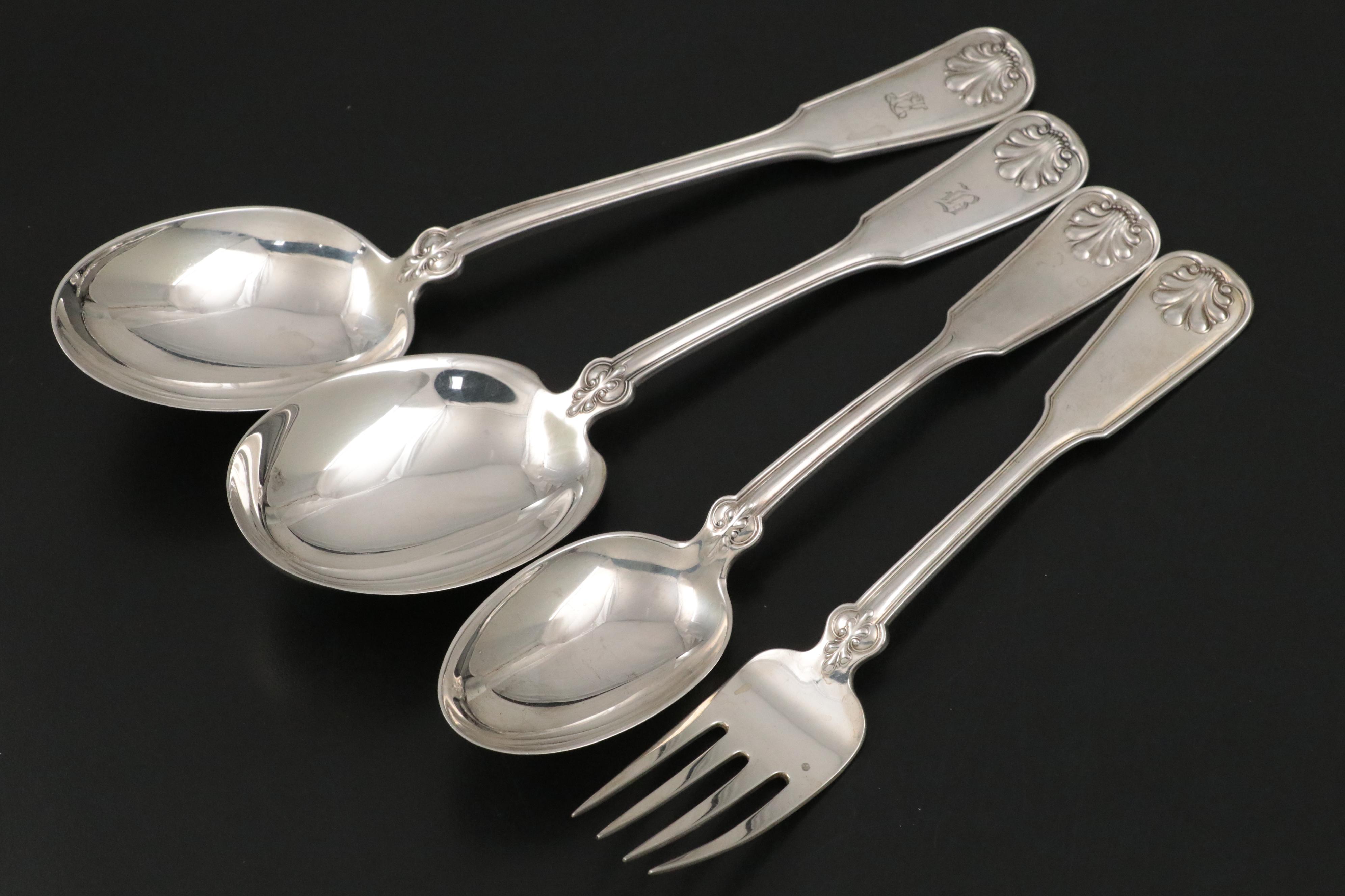 Tiffany & Co. "Shell and Thread" Sterling Silver Flatware, 20th C.