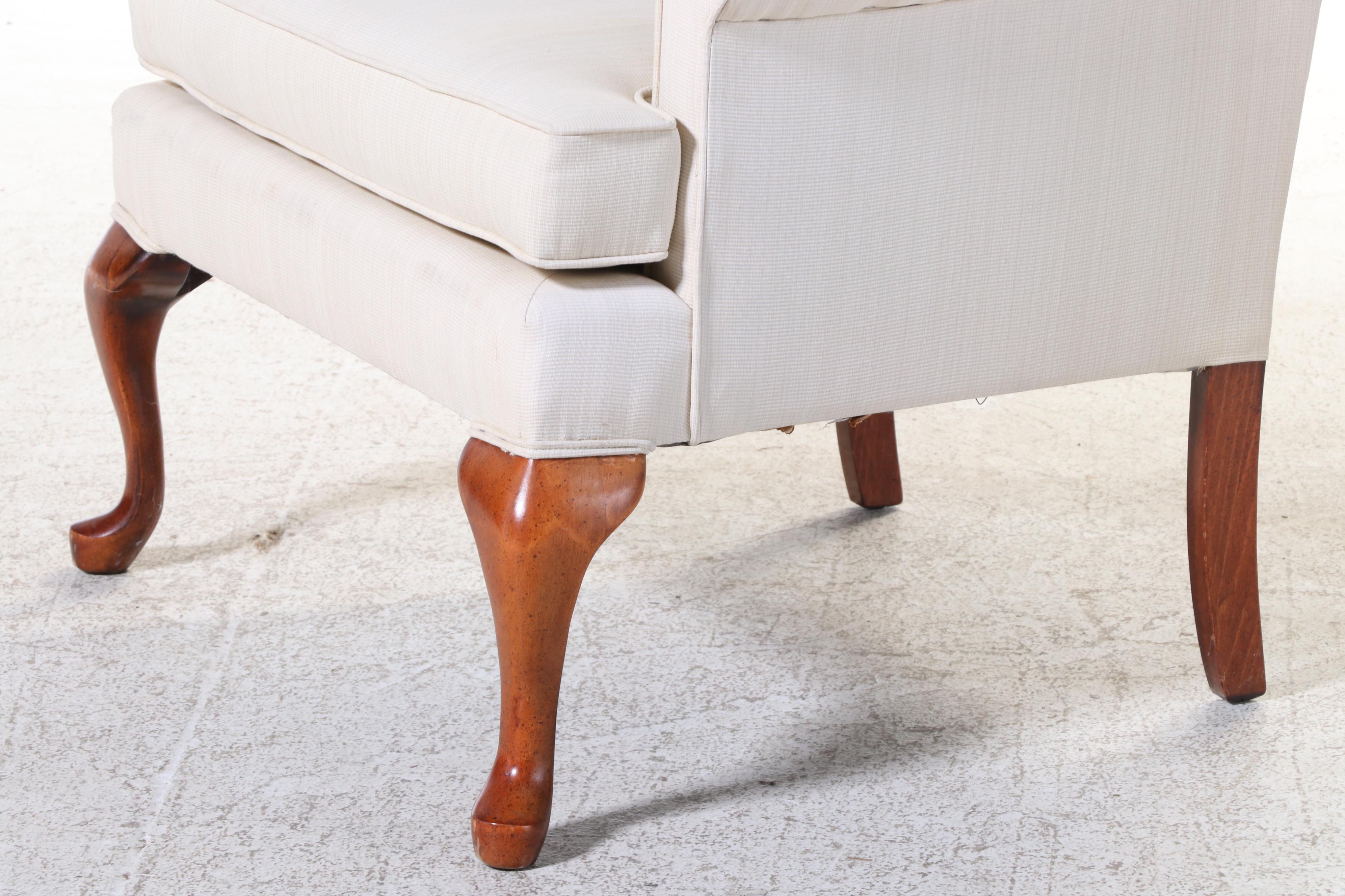 Broyhill Queen Anne Style Custom-Upholstered Wingback Armchair