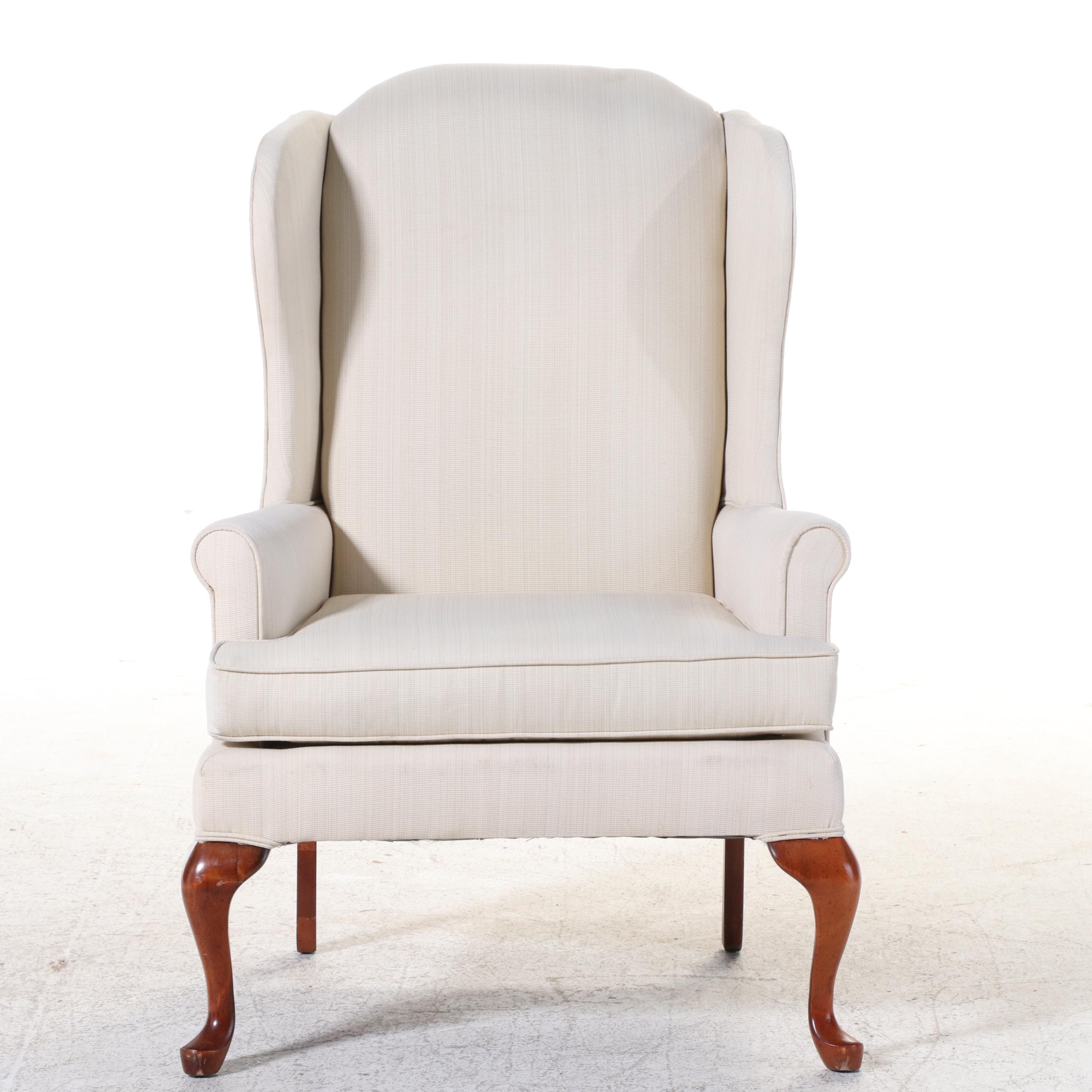 Broyhill Queen Anne Style Custom-Upholstered Wingback Armchair