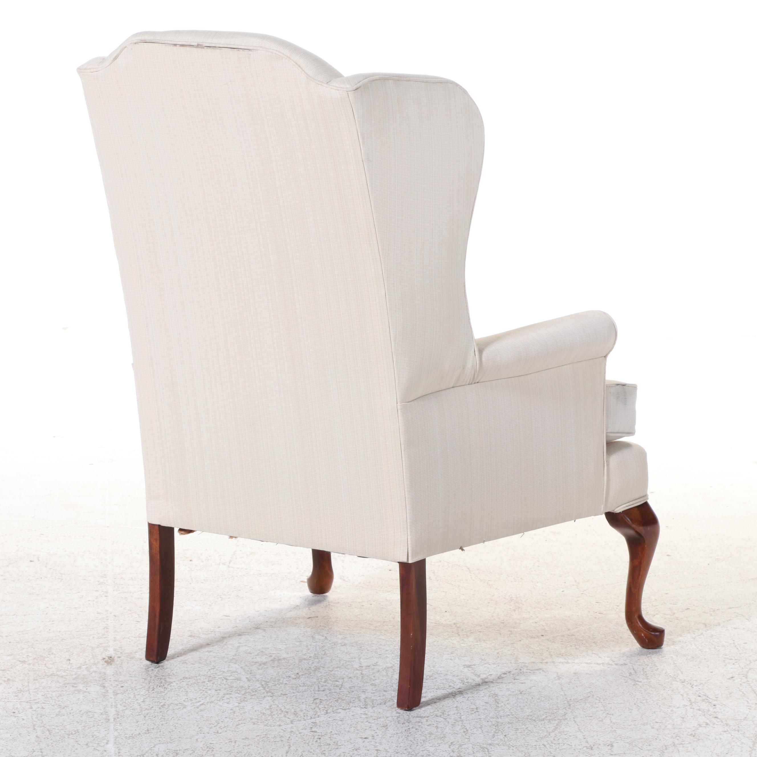 Broyhill Queen Anne Style Custom-Upholstered Wingback Armchair
