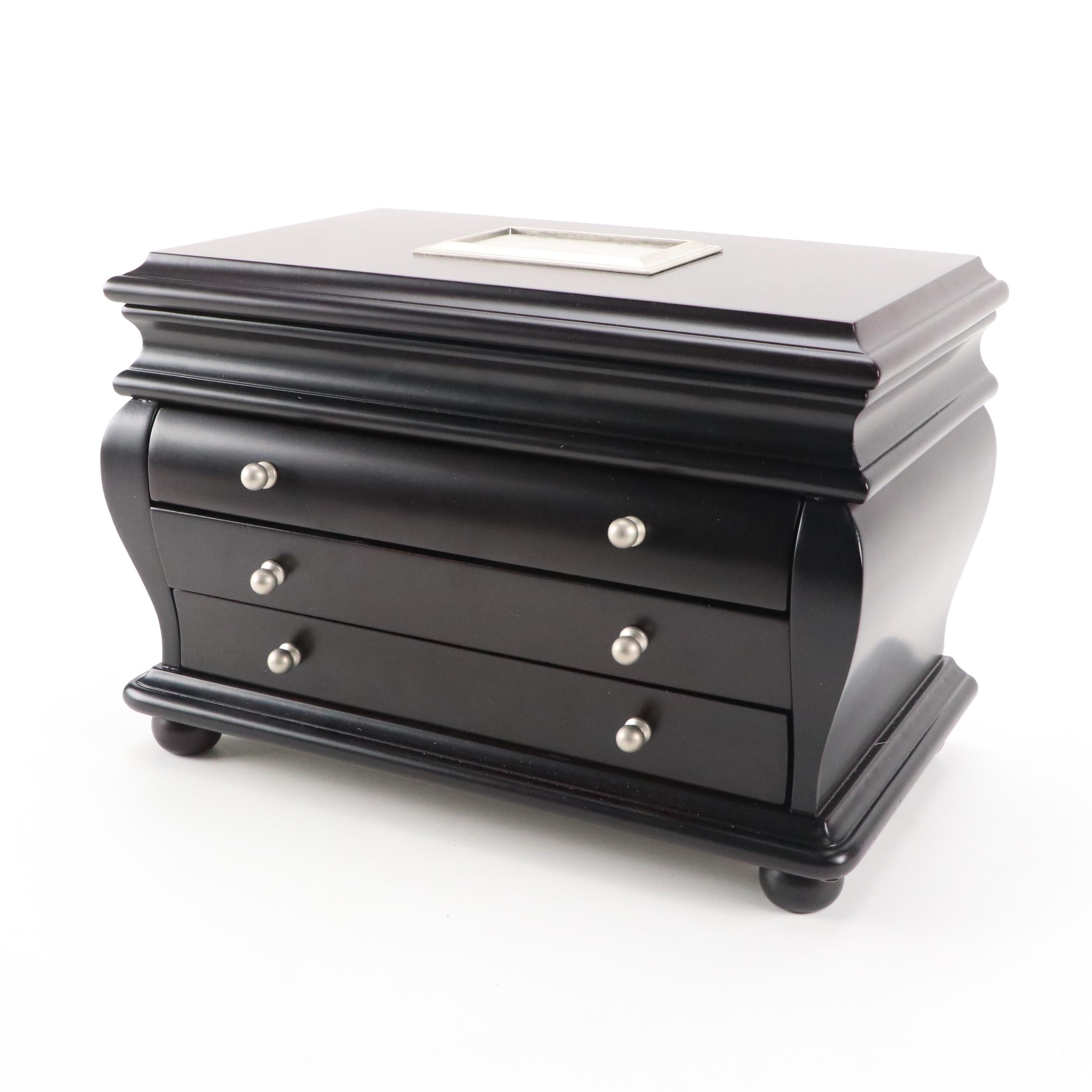 Things Remembered Ebonized Wood Bombé Jewelry Box
