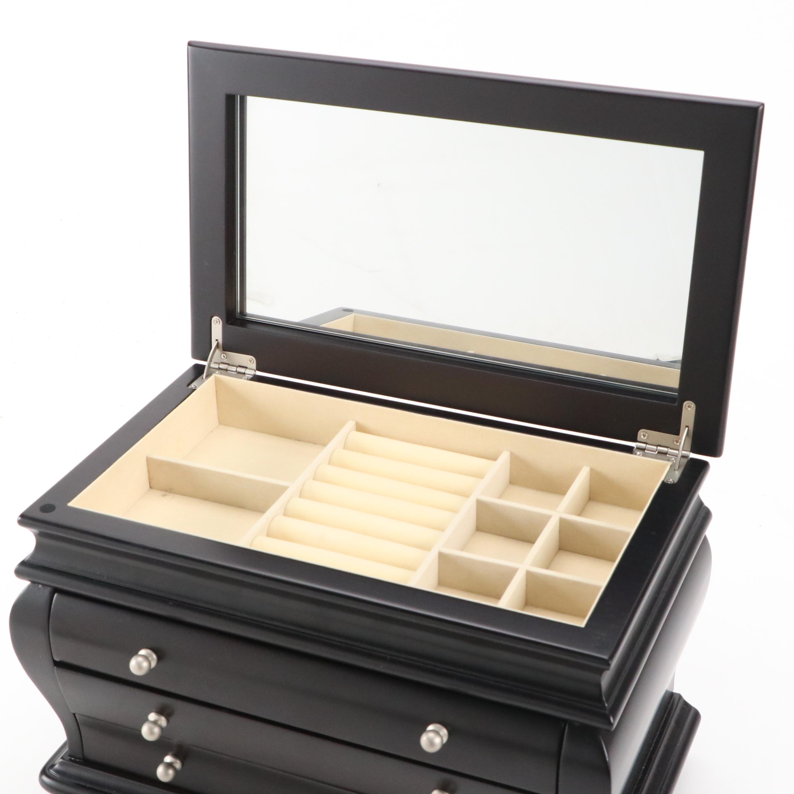 Things Remembered Ebonized Wood Bombé Jewelry Box