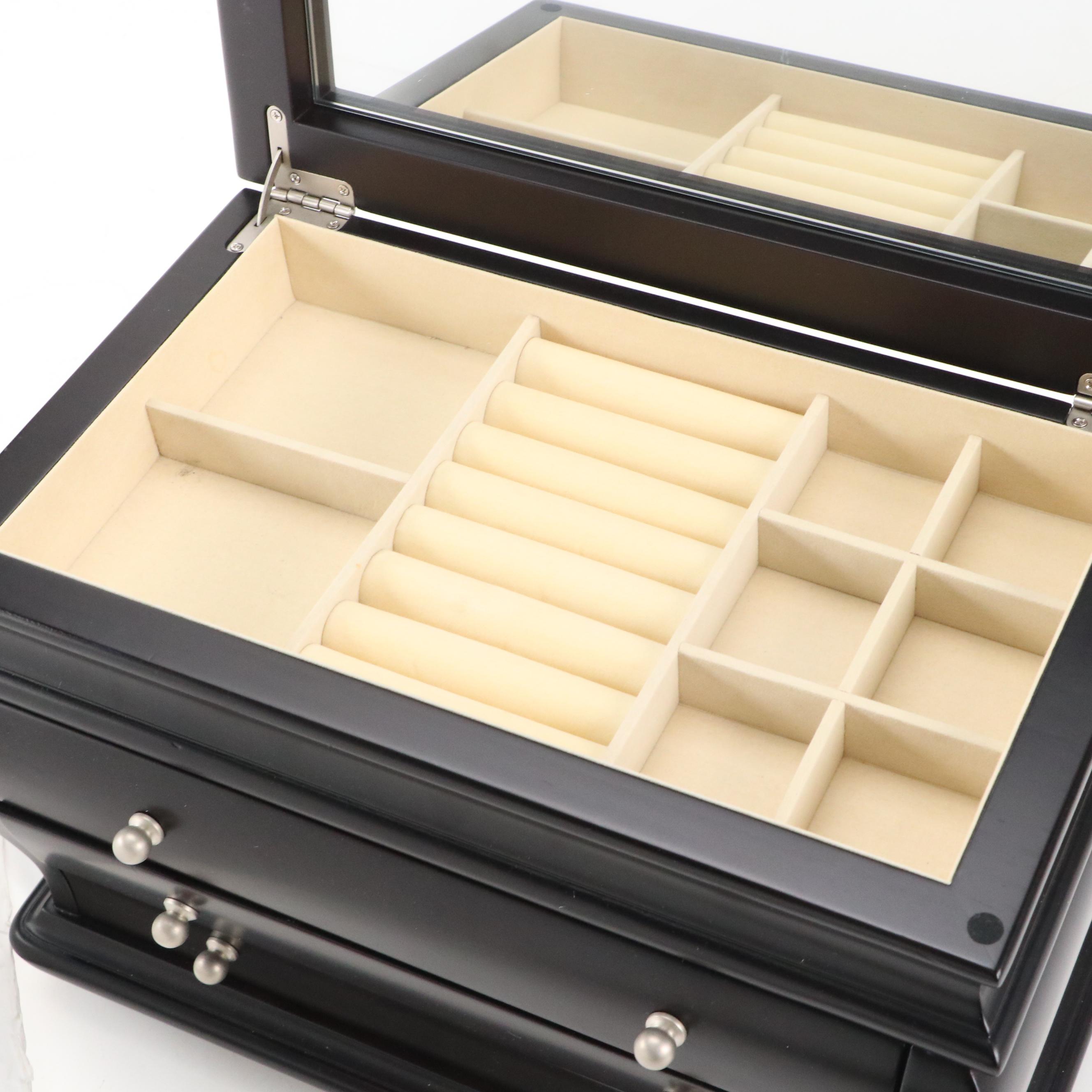 Things Remembered Ebonized Wood Bombé Jewelry Box