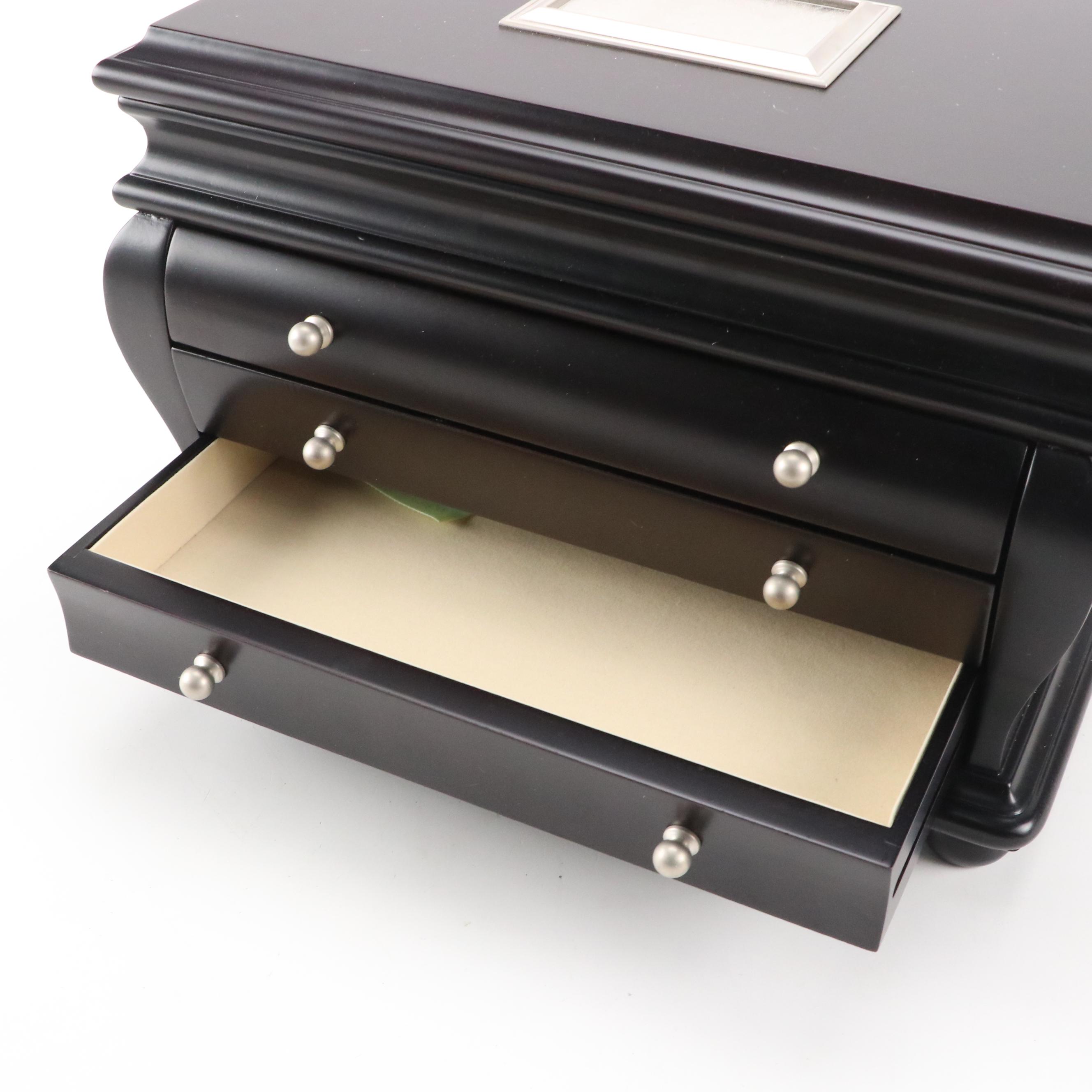 Things Remembered Ebonized Wood Bombé Jewelry Box