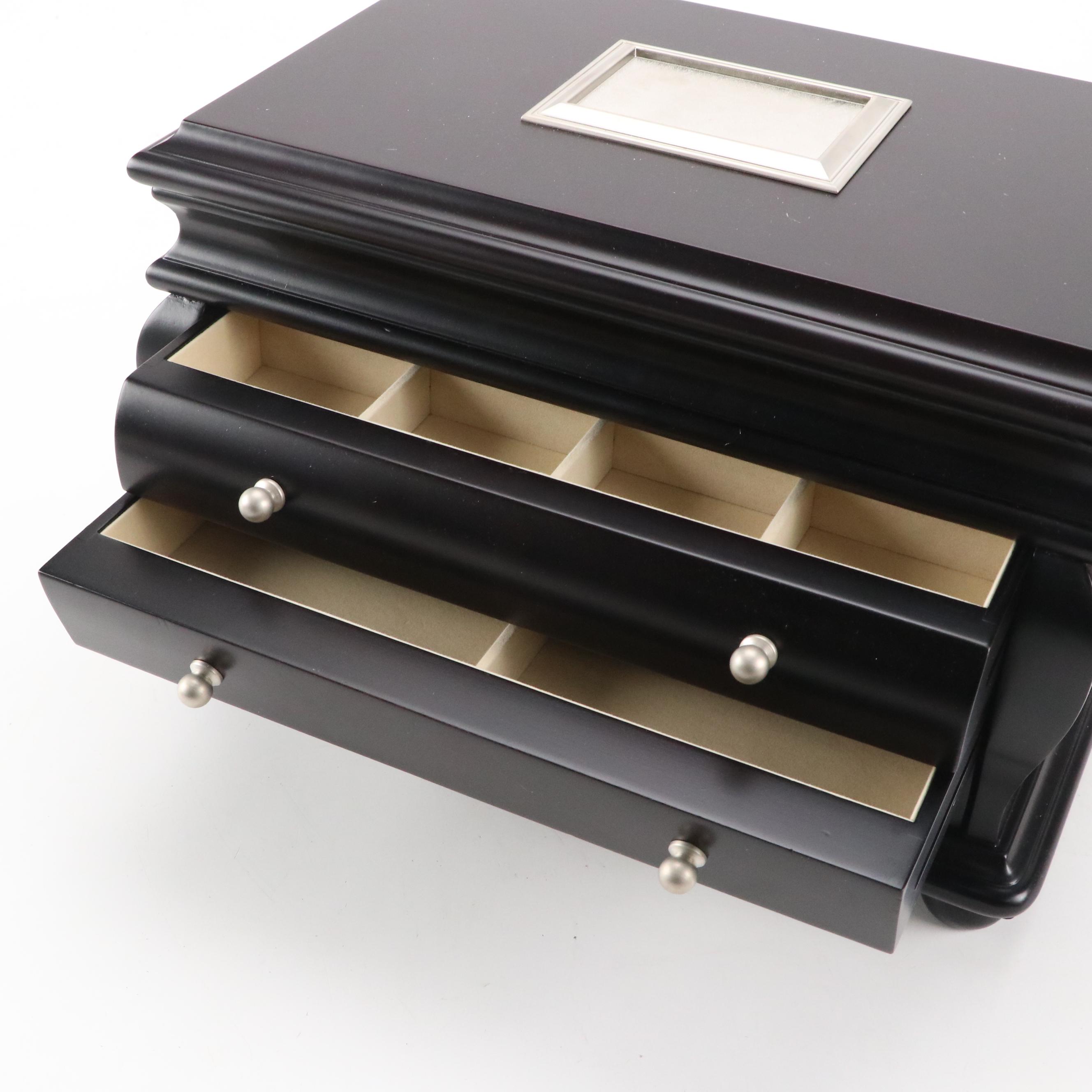 Things Remembered Ebonized Wood Bombé Jewelry Box