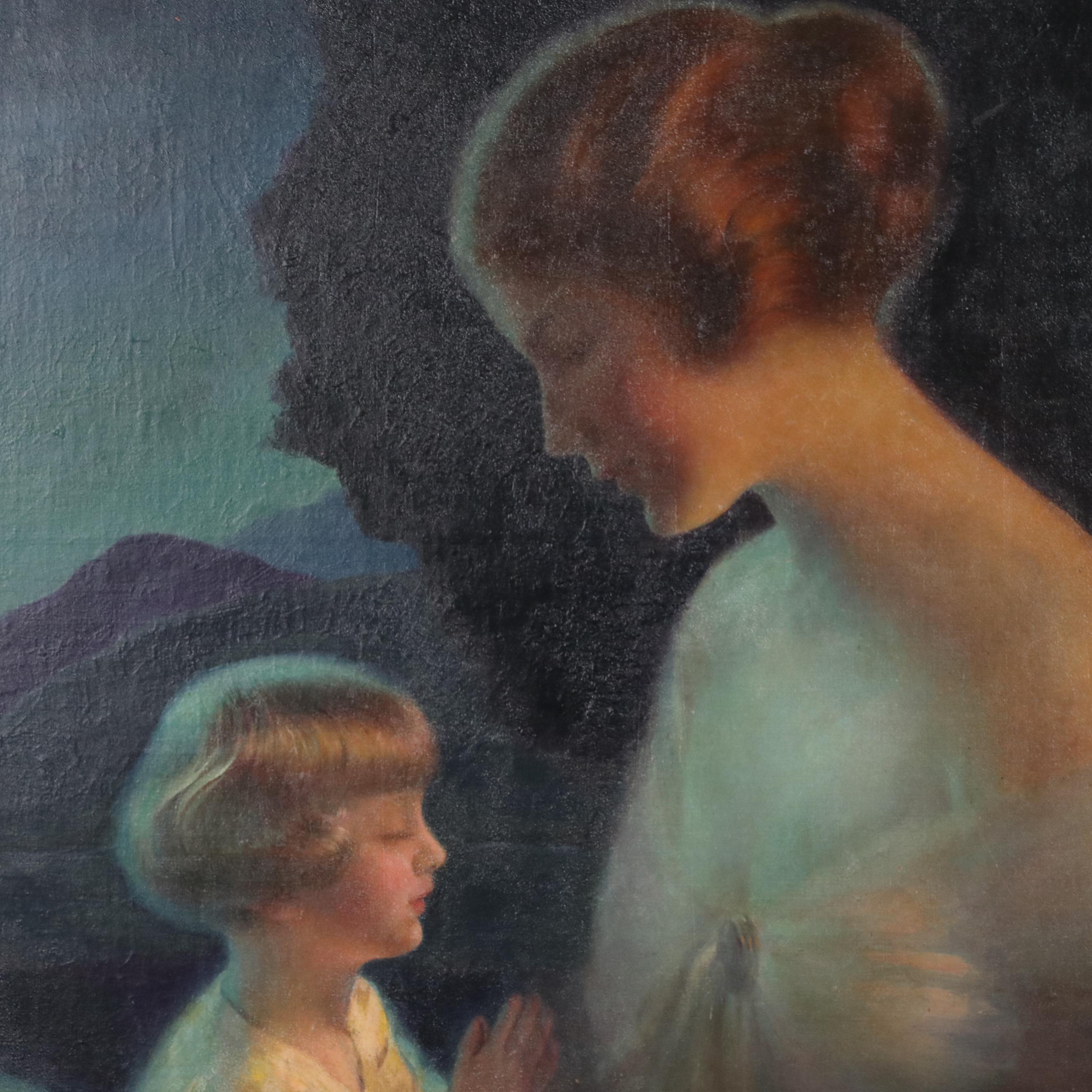 Portrait Oil Painting of Mother and Child